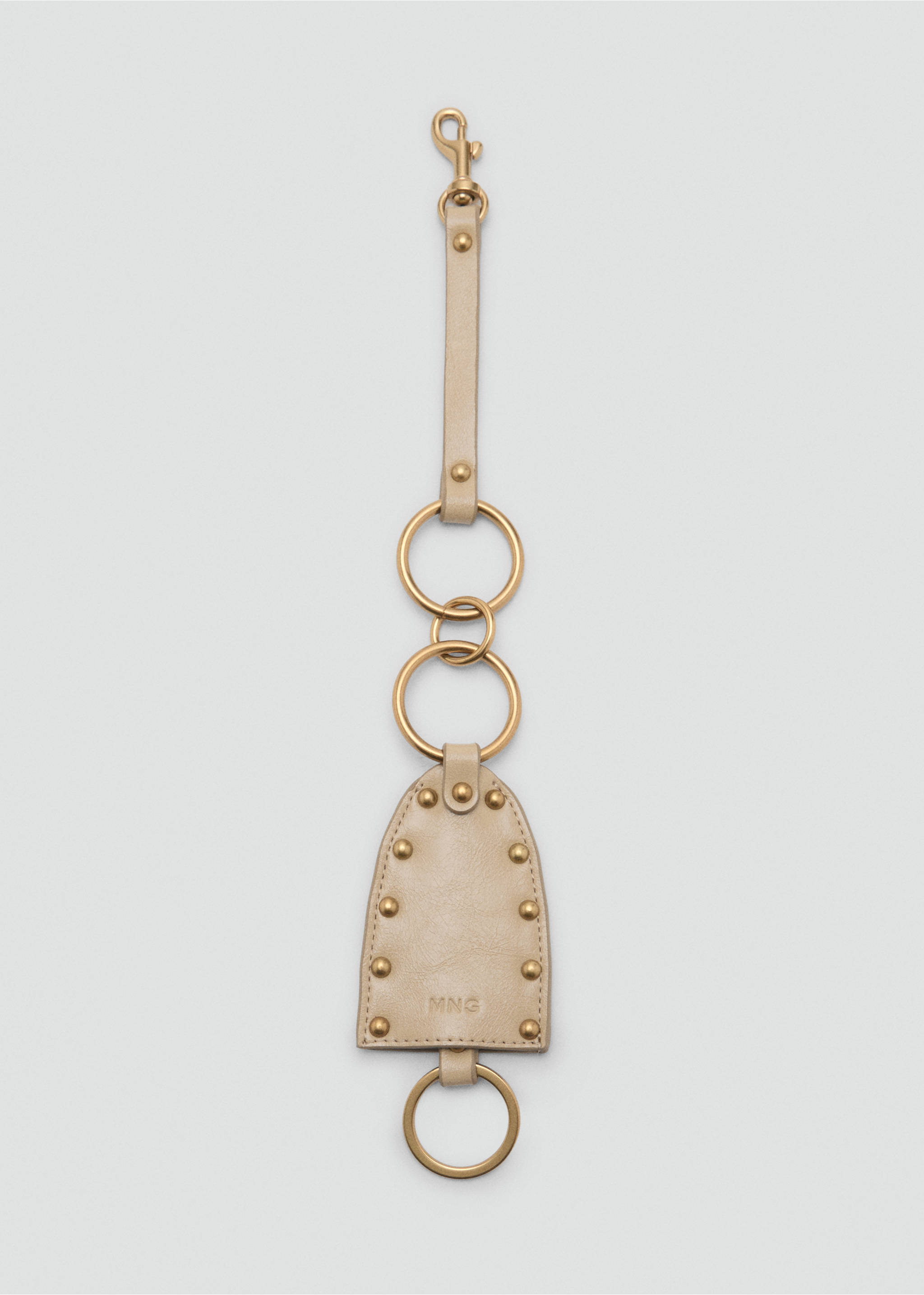 Studded faux-leather keychain - Article without model, Beige. Ref: 17041154-00.