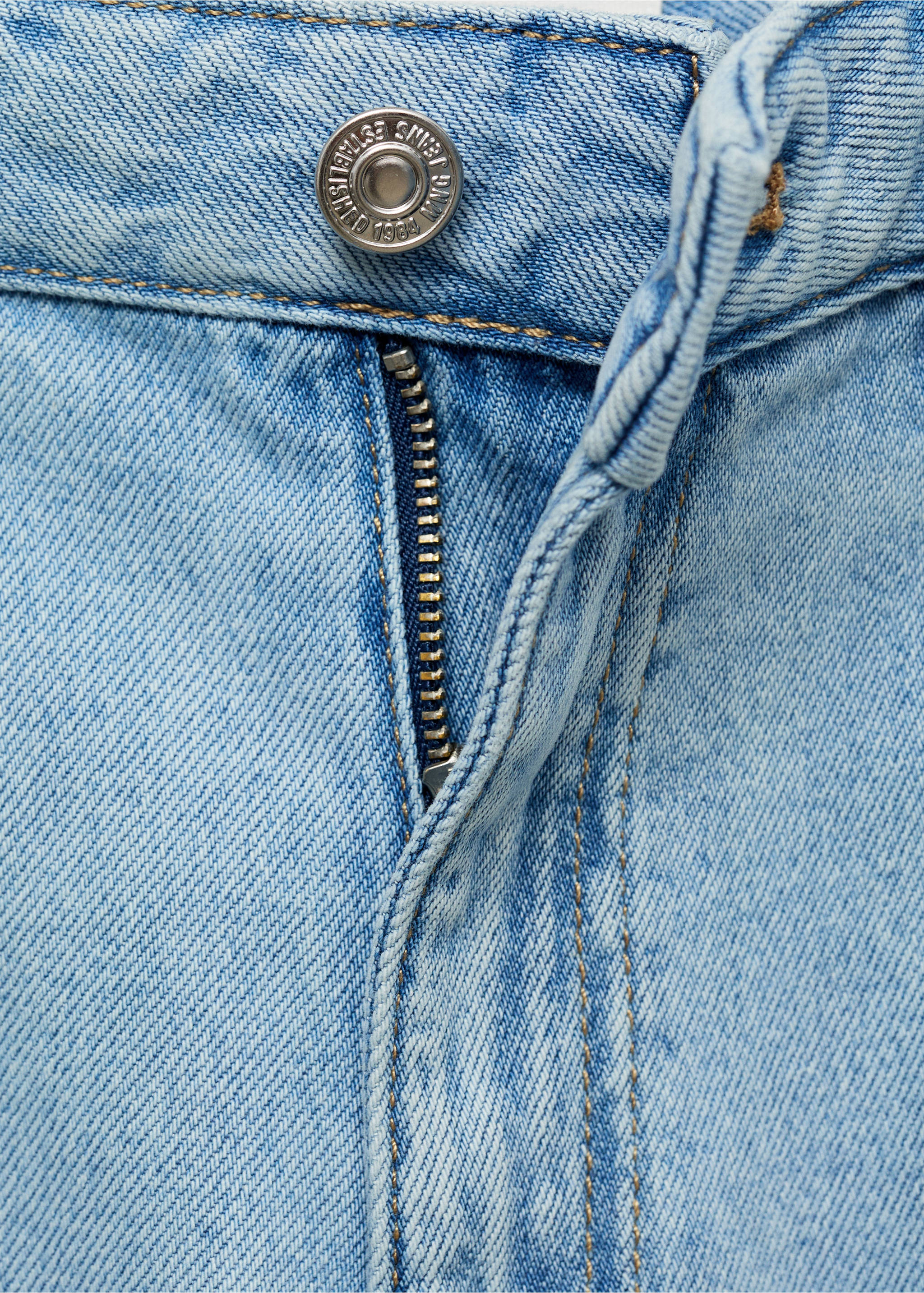Wide leg cropped jeans with rolled-up hem - Details of the article 8, Medium Blue. Ref: 17041175-00.