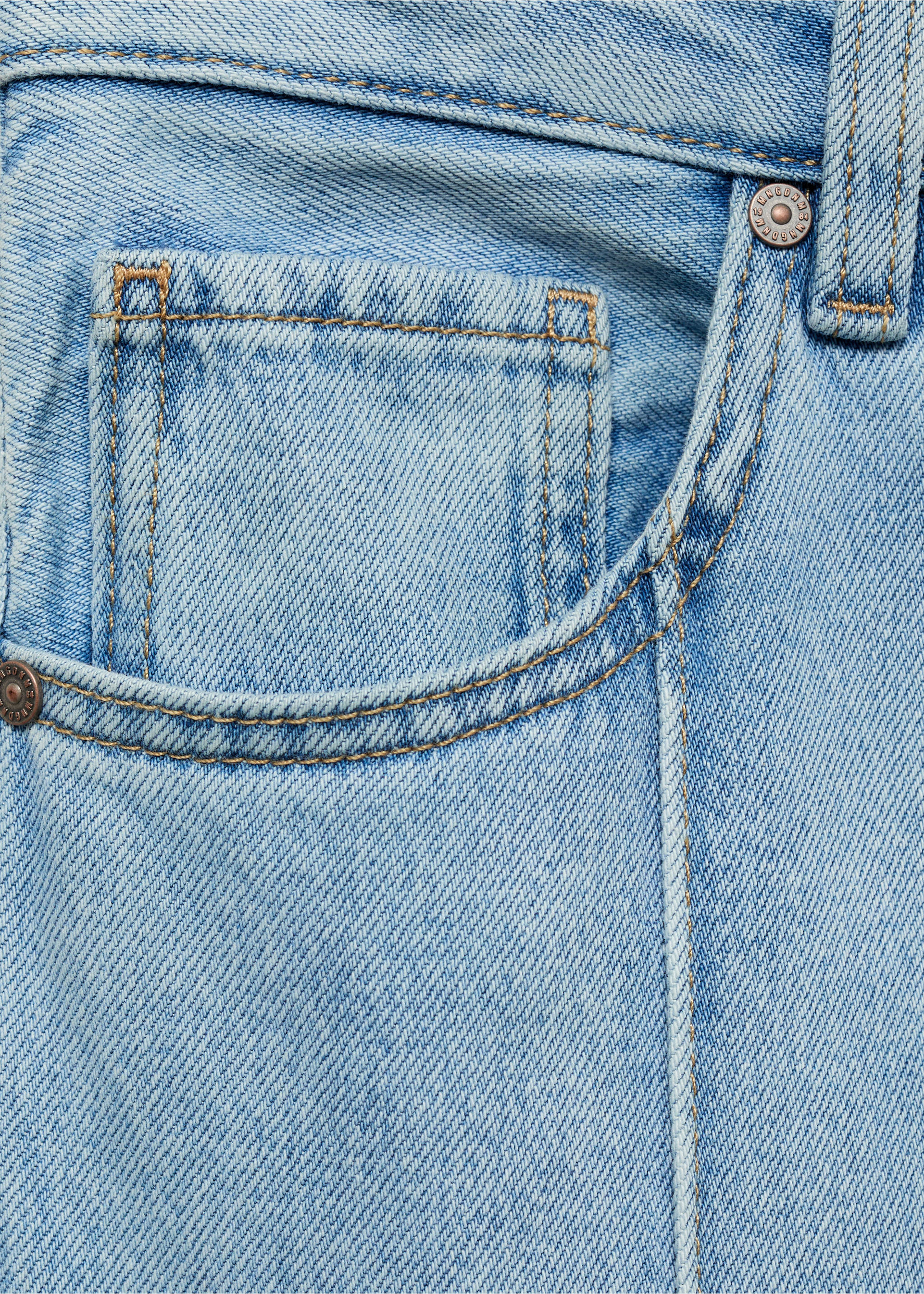 Wide leg cropped jeans with rolled-up hem - Details of the article 0, Medium Blue. Ref: 17041175-00.