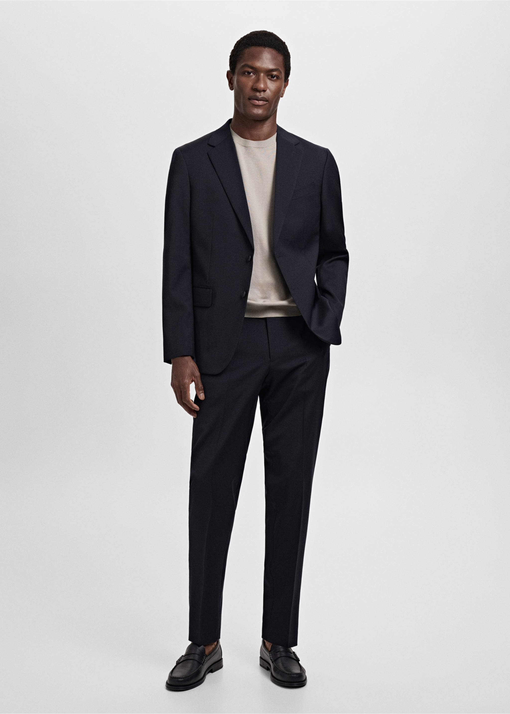 Turin 100% virgin wool suit jacket - General plane, Navy. Ref: 17041177-00.