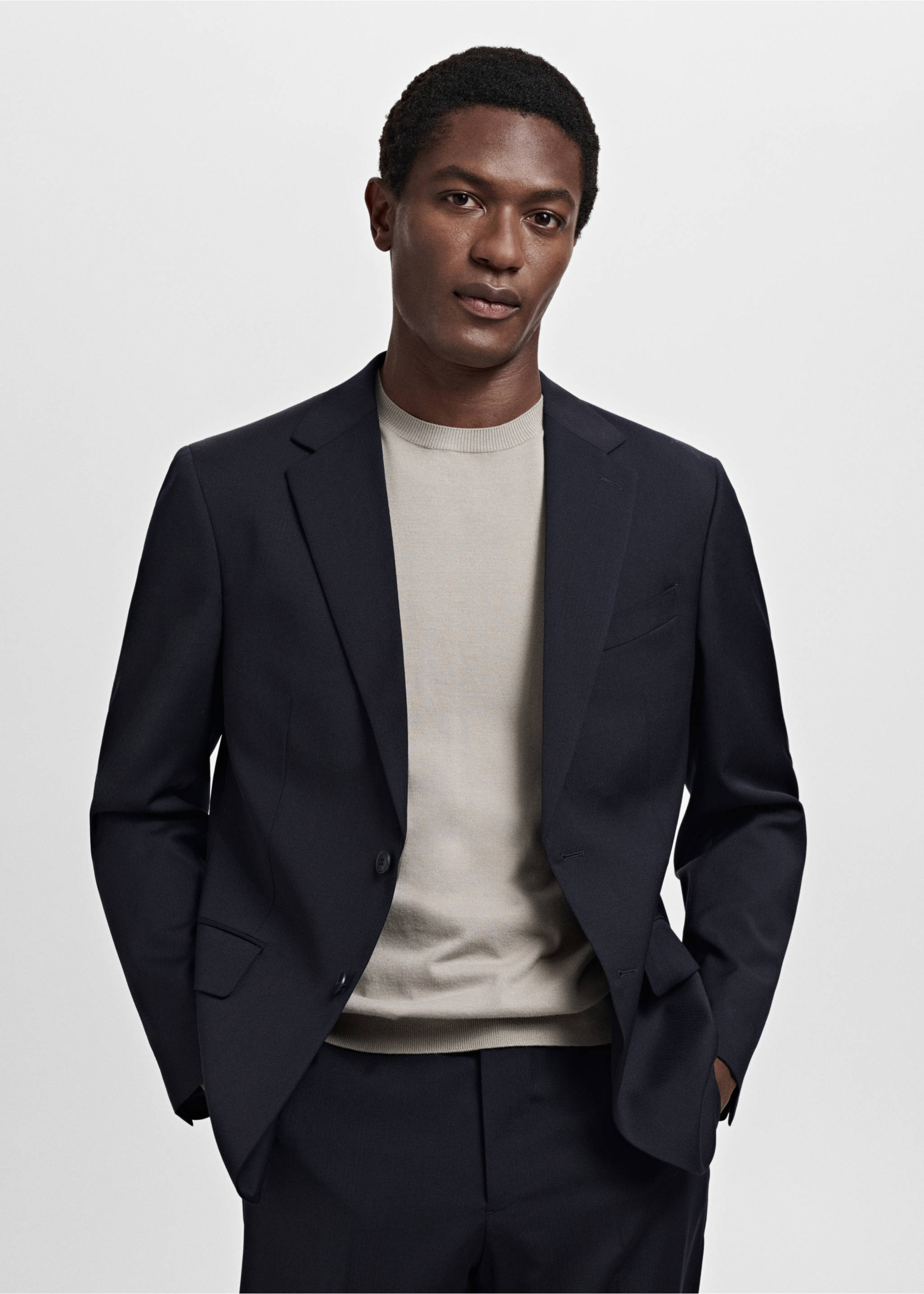 Turin 100% virgin wool suit jacket - Medium plane, Navy. Ref: 17041177-00.