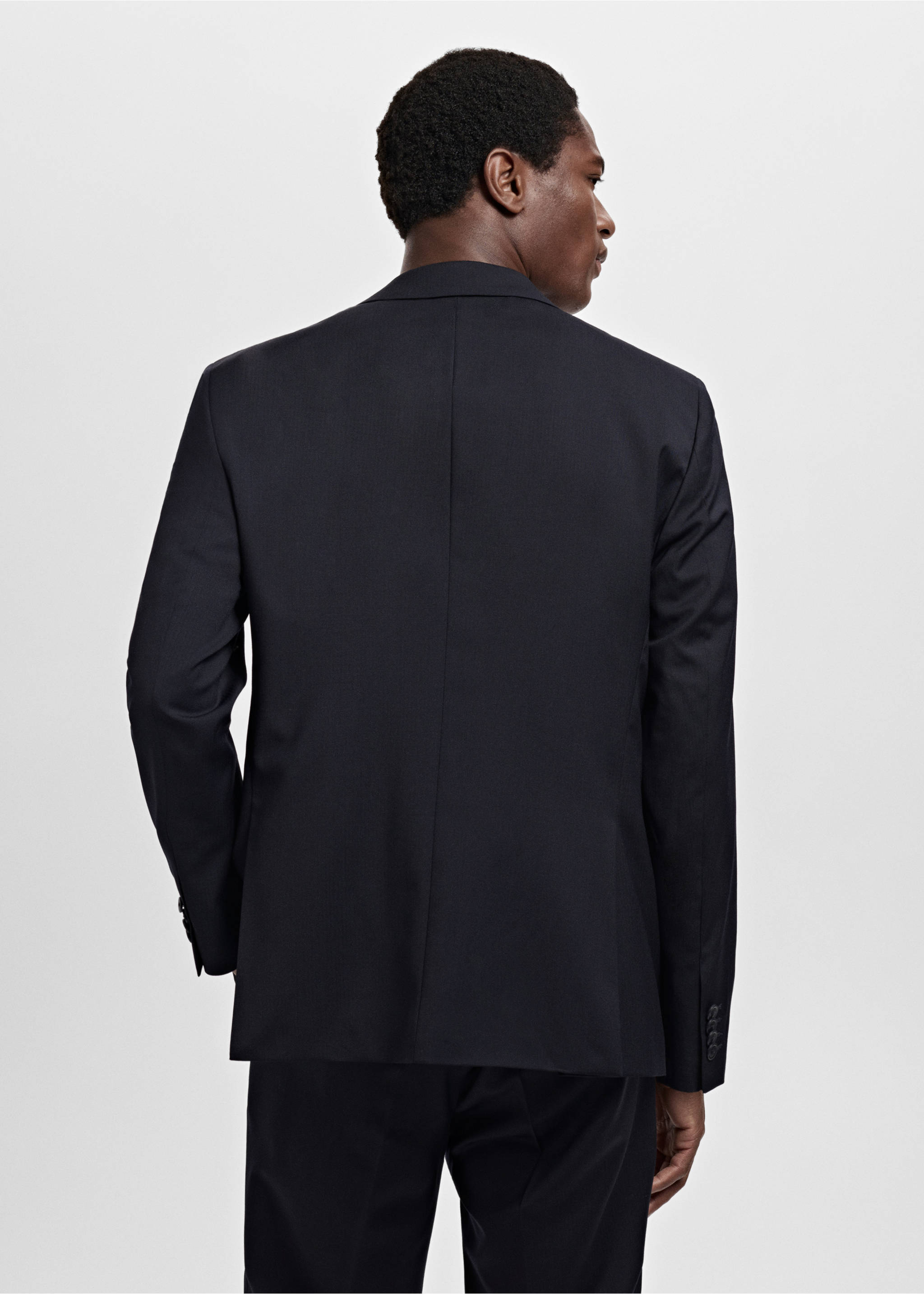 Turin 100% virgin wool suit jacket - Reverse of the article, Navy. Ref: 17041177-00.