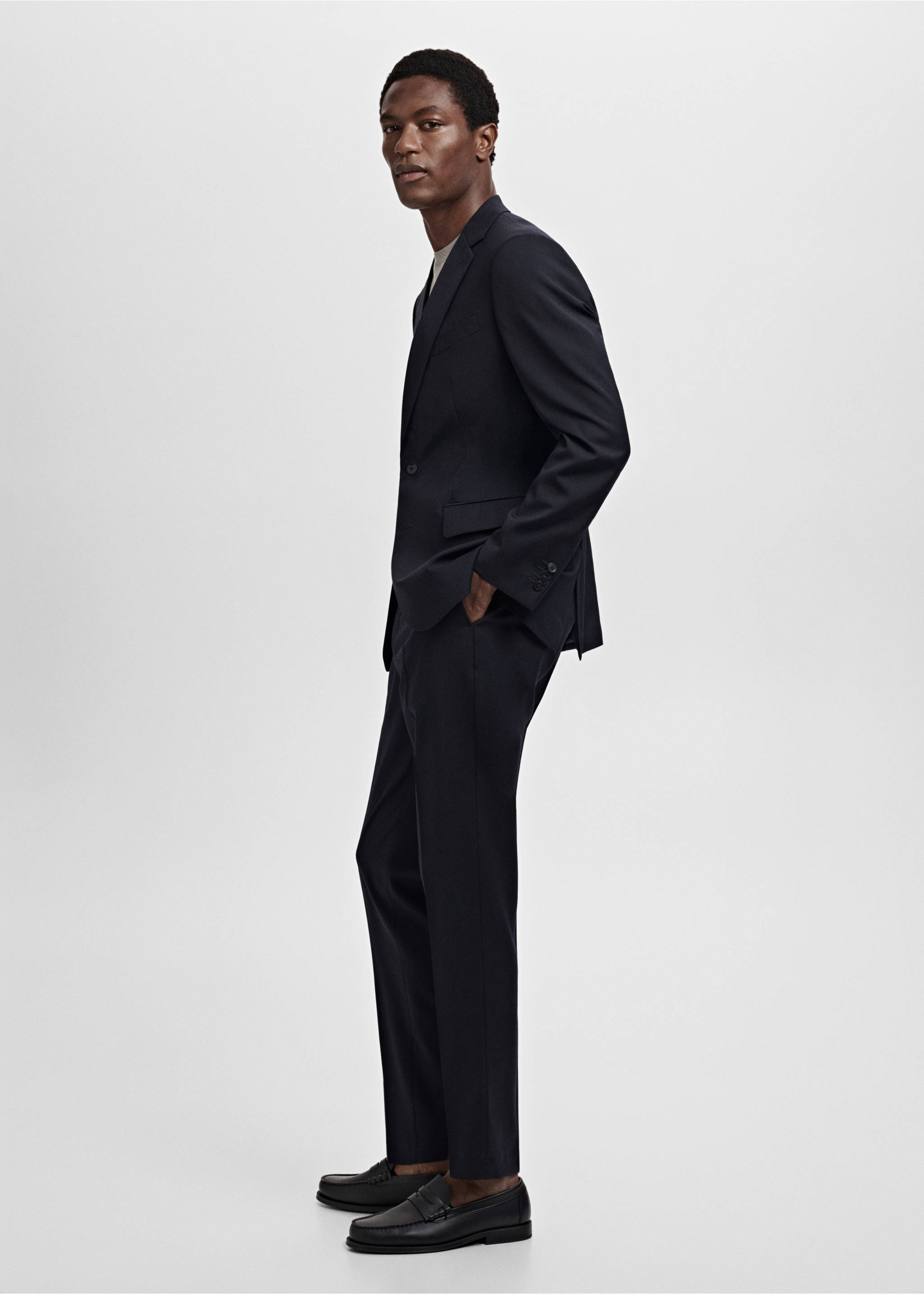 Turin 100% virgin wool suit jacket - Details of the article 2, Navy. Ref: 17041177-00.