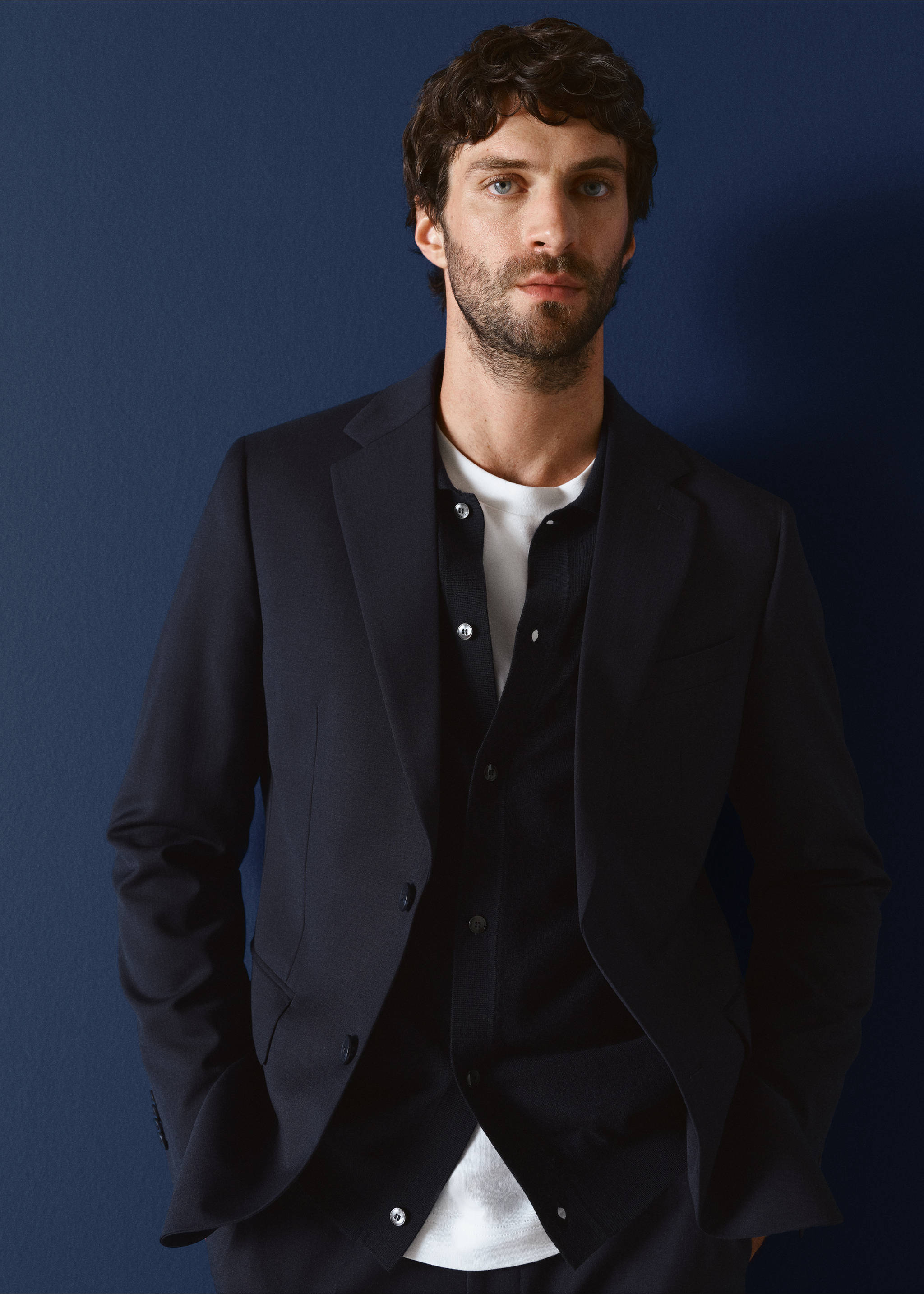 Turin 100% virgin wool suit jacket - Details of the article 3, Navy. Ref: 17041177-00.