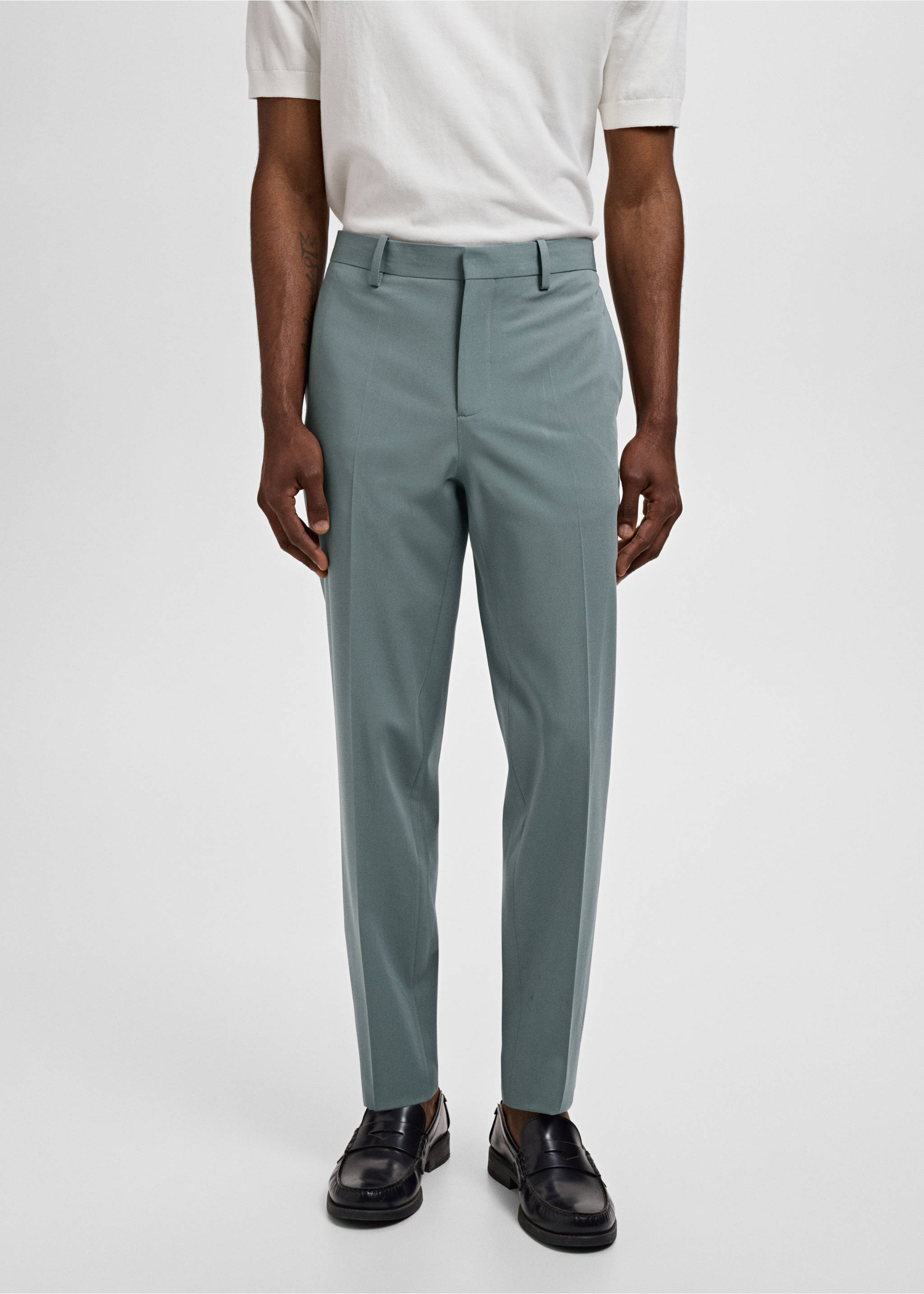 Pantalon costume Parí super slim-fit - Plan moyen, Vert d´eau. Ref: 17041178-00.
