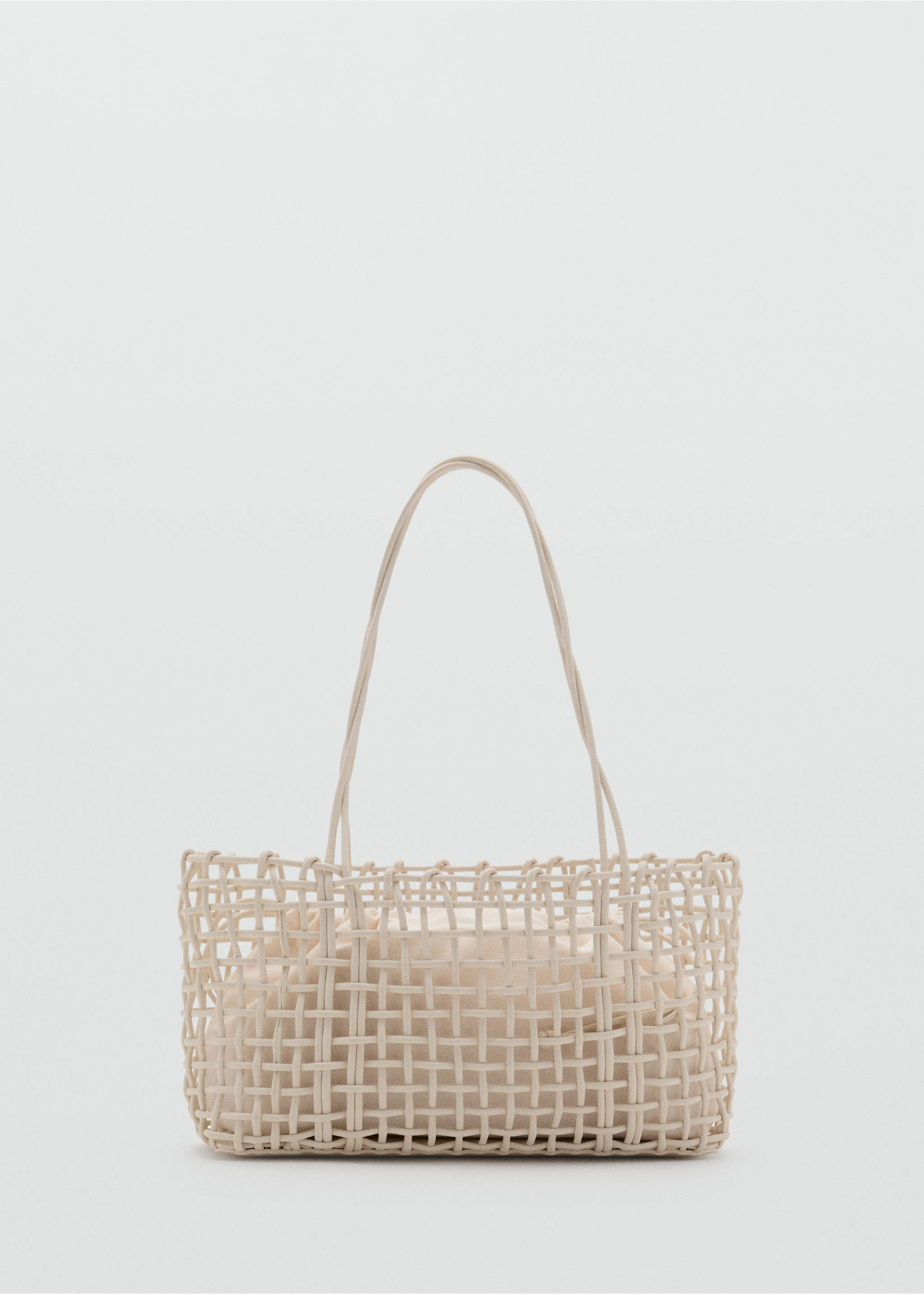 Sac porté épaule tressé moyen - Article sans modèle, Blanc cassé. Ref: 17041179-00.