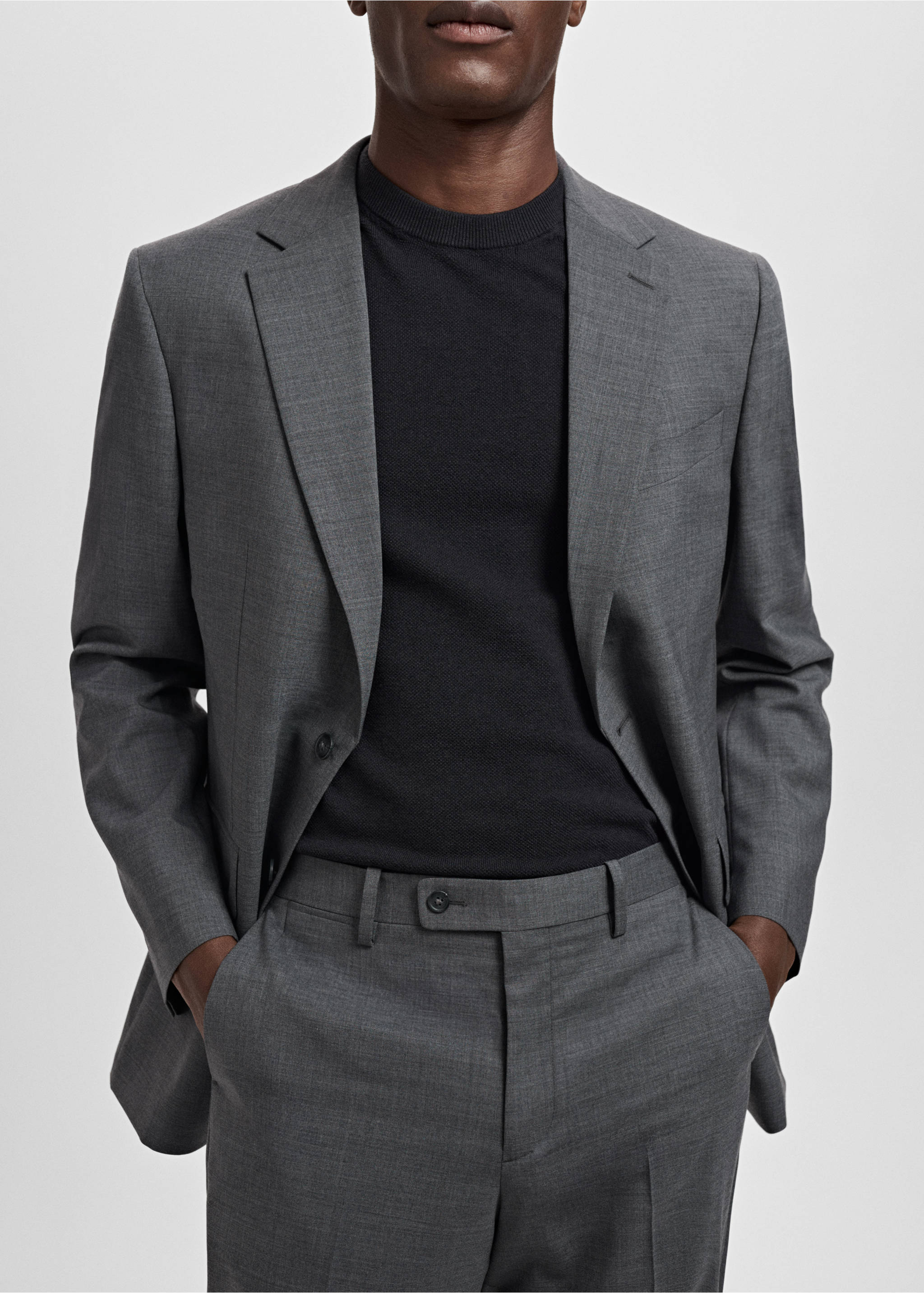 Turin 100% virgin wool suit jacket - Details of the article 3, Grey. Ref: 17041183-00.