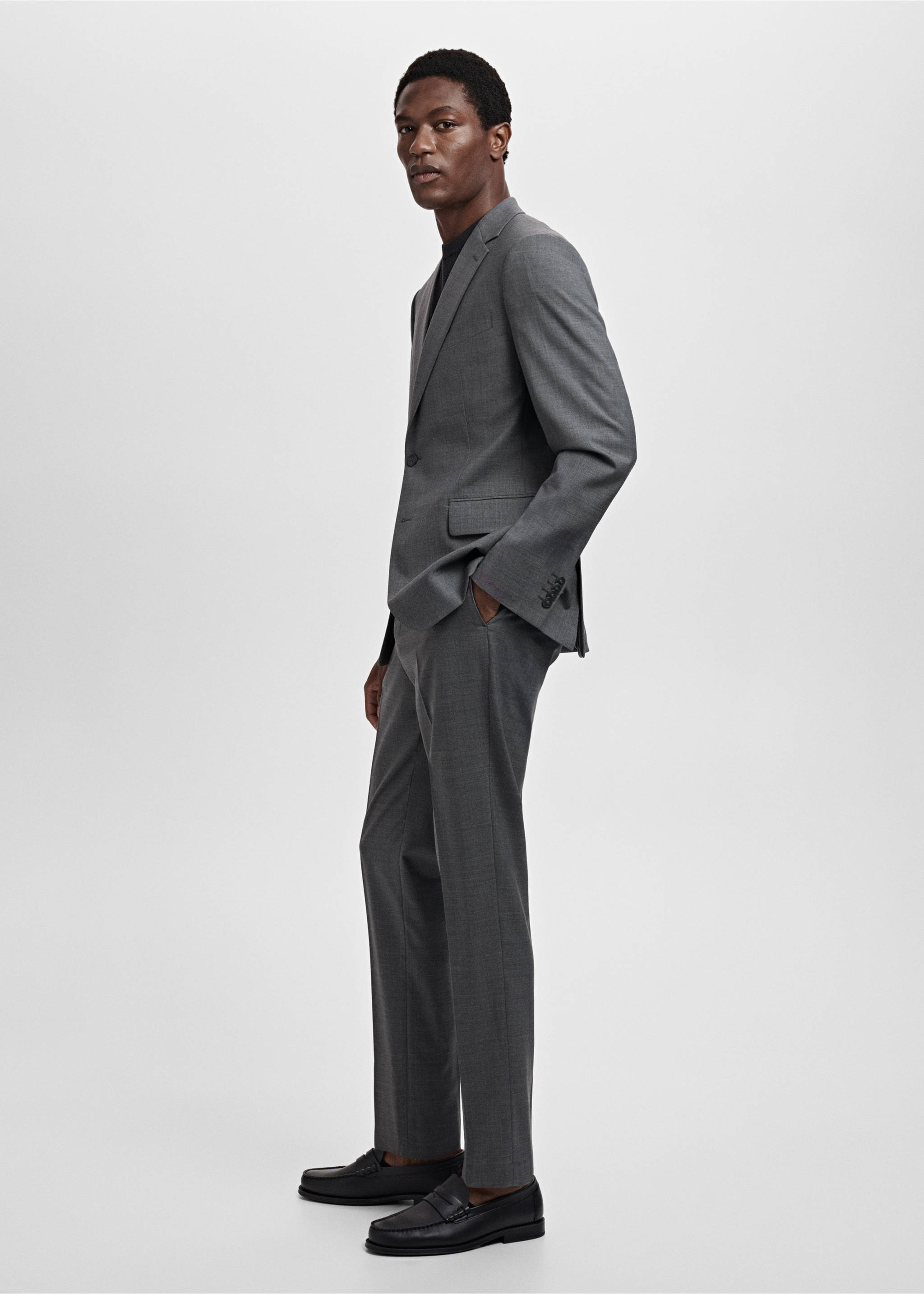 Turin 100% virgin wool suit jacket - Details of the article 2, Grey. Ref: 17041183-00.