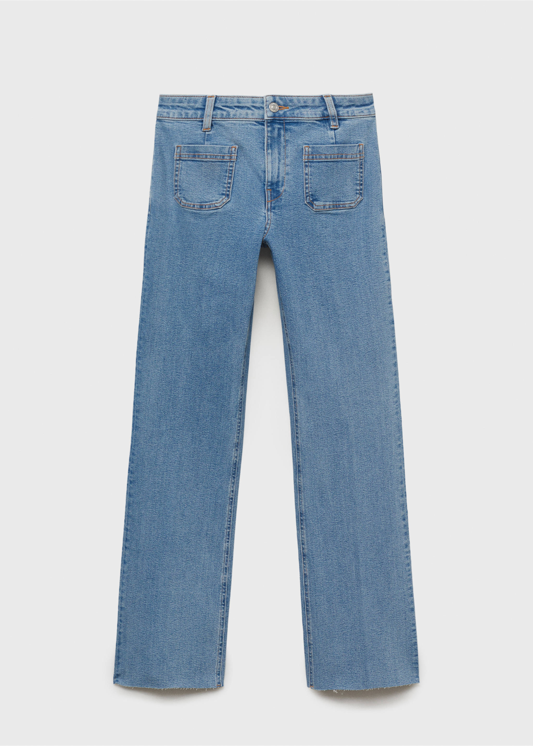 Flared crop jeans met zakken - Artikel zonder model, Middenblauw. Ref: 17041185-00.