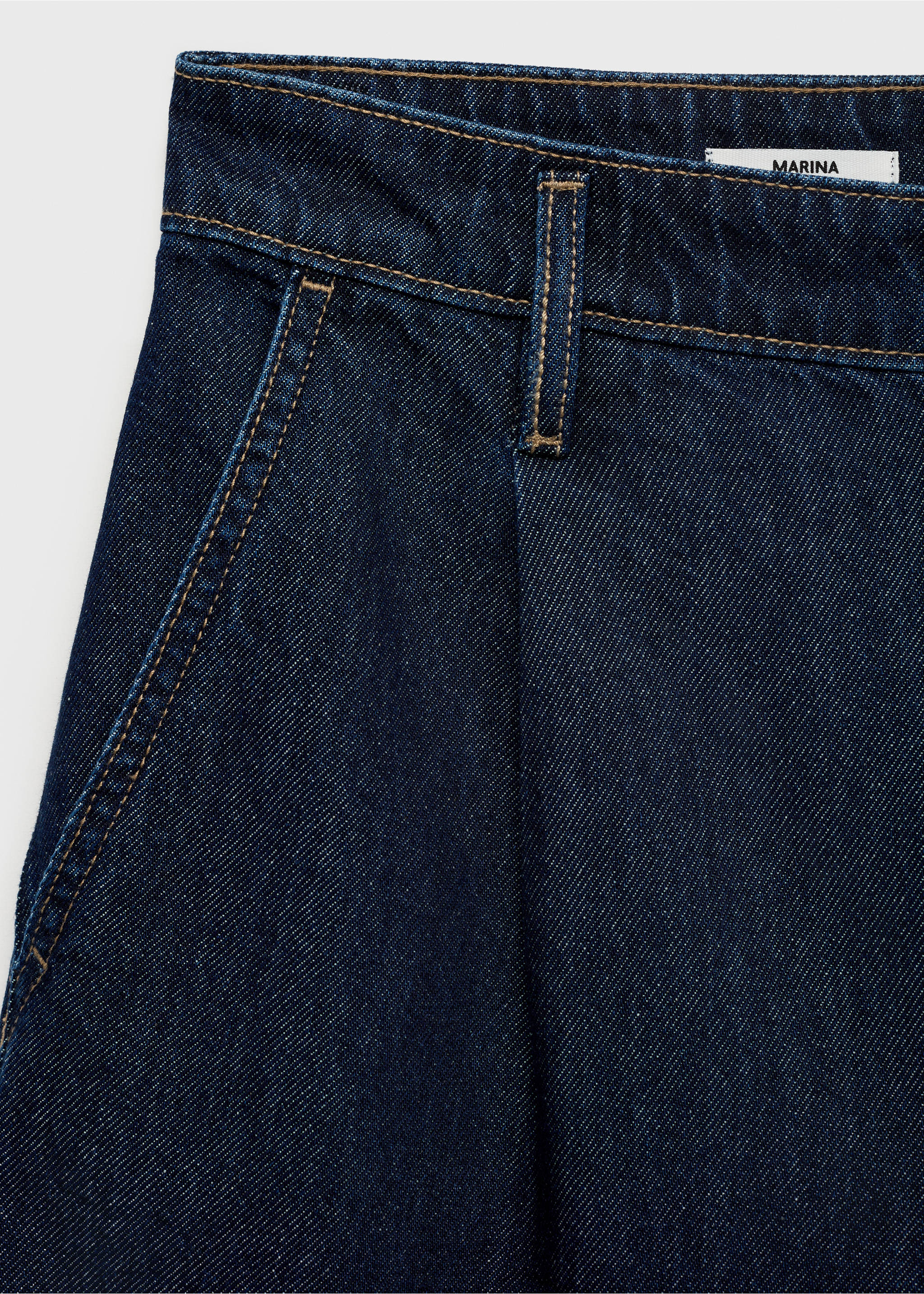 Mid-rise denim bermuda shorts with pleats - Details of the article 0, Open Blue. Ref: 17041190-00.