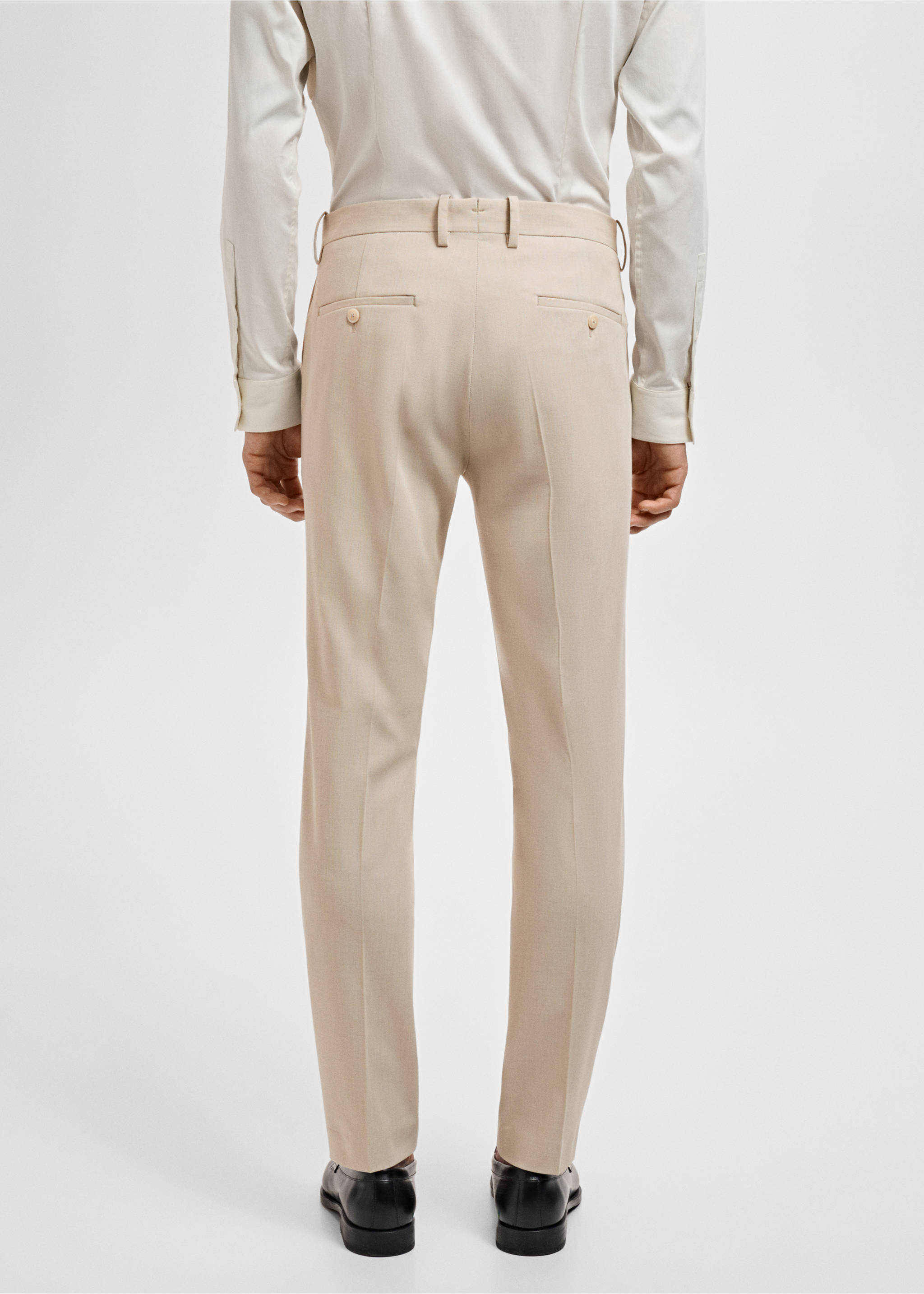 Stretch fabric super slim-fit suit trousers - Reverse of the article, Beige. Ref: 17041191-00.
