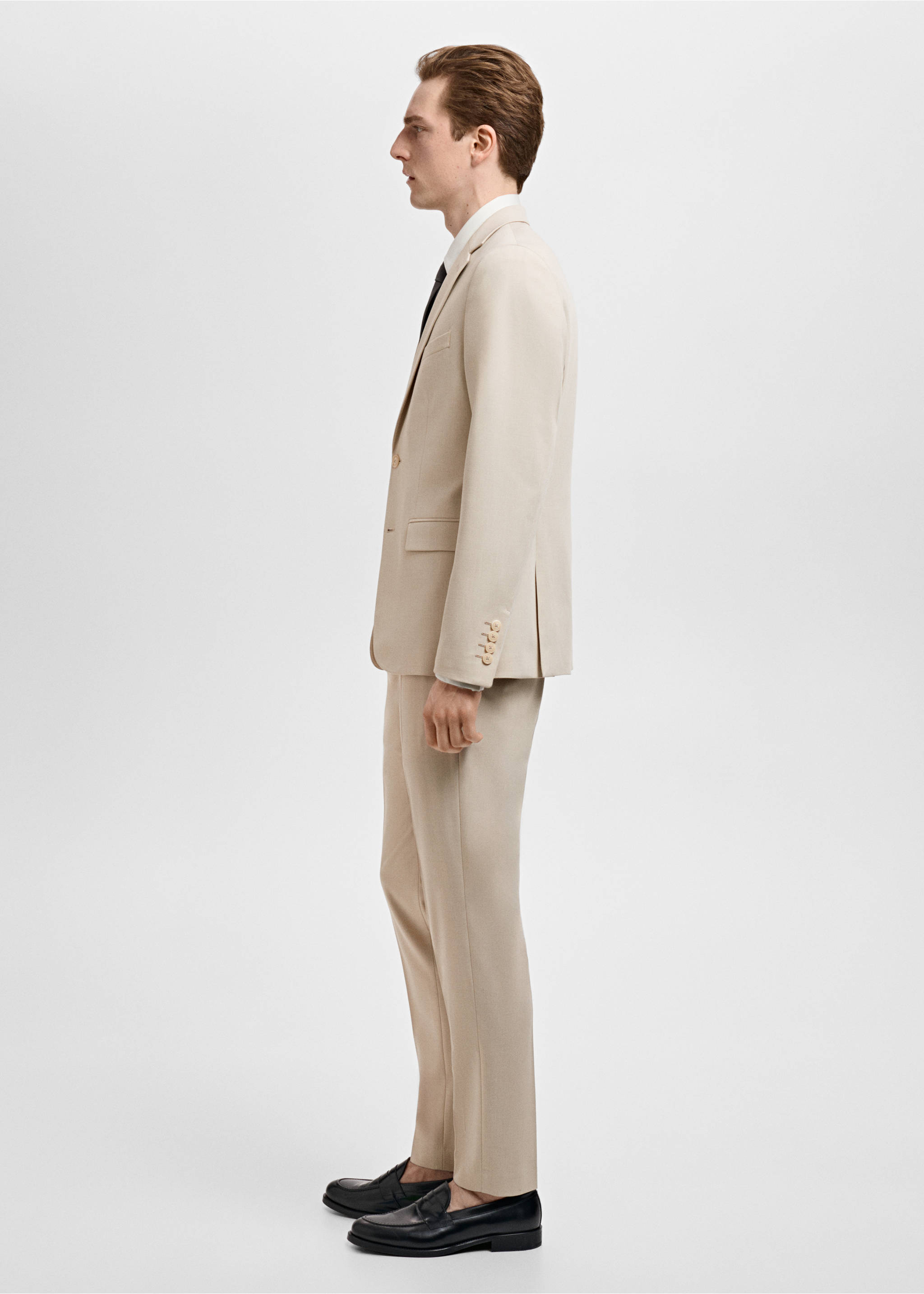 Stretch fabric super slim-fit suit trousers - Details of the article 2, Beige. Ref: 17041191-00.