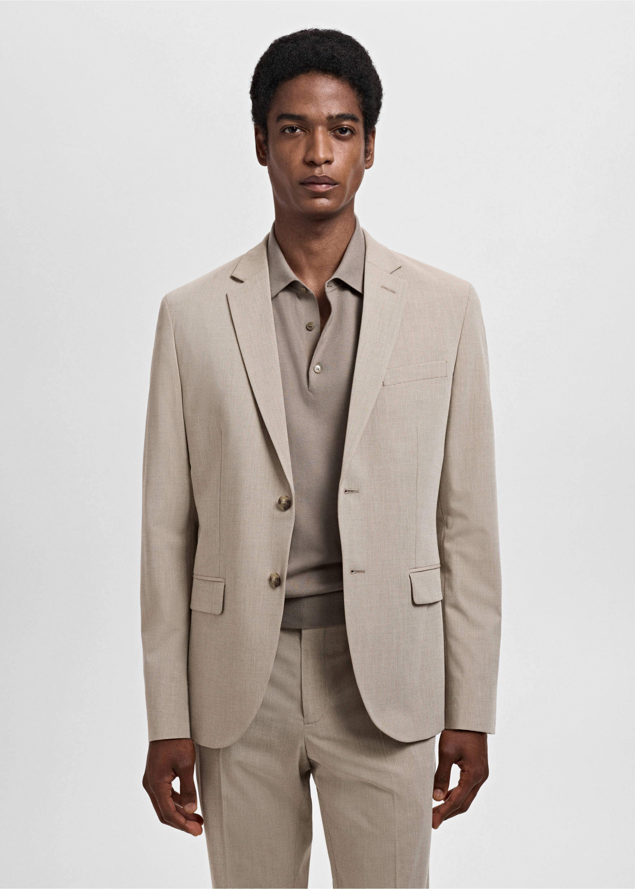 Super slim-fit suit jacket in stretch fabric - Medium plane, Sand. Ref: 17041192-00.