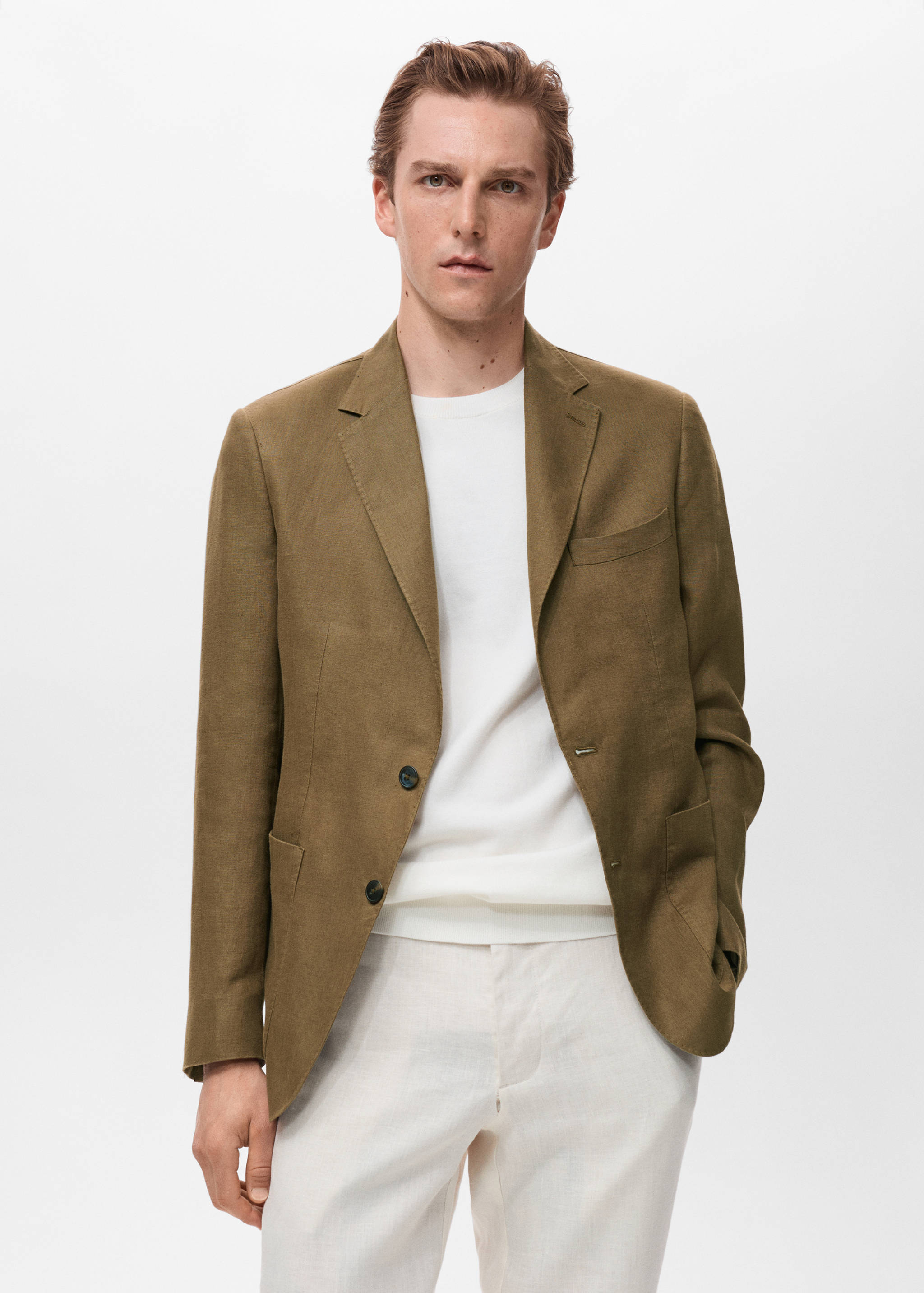 Salerno 100% linen slim fit suit blazer - Medium plane