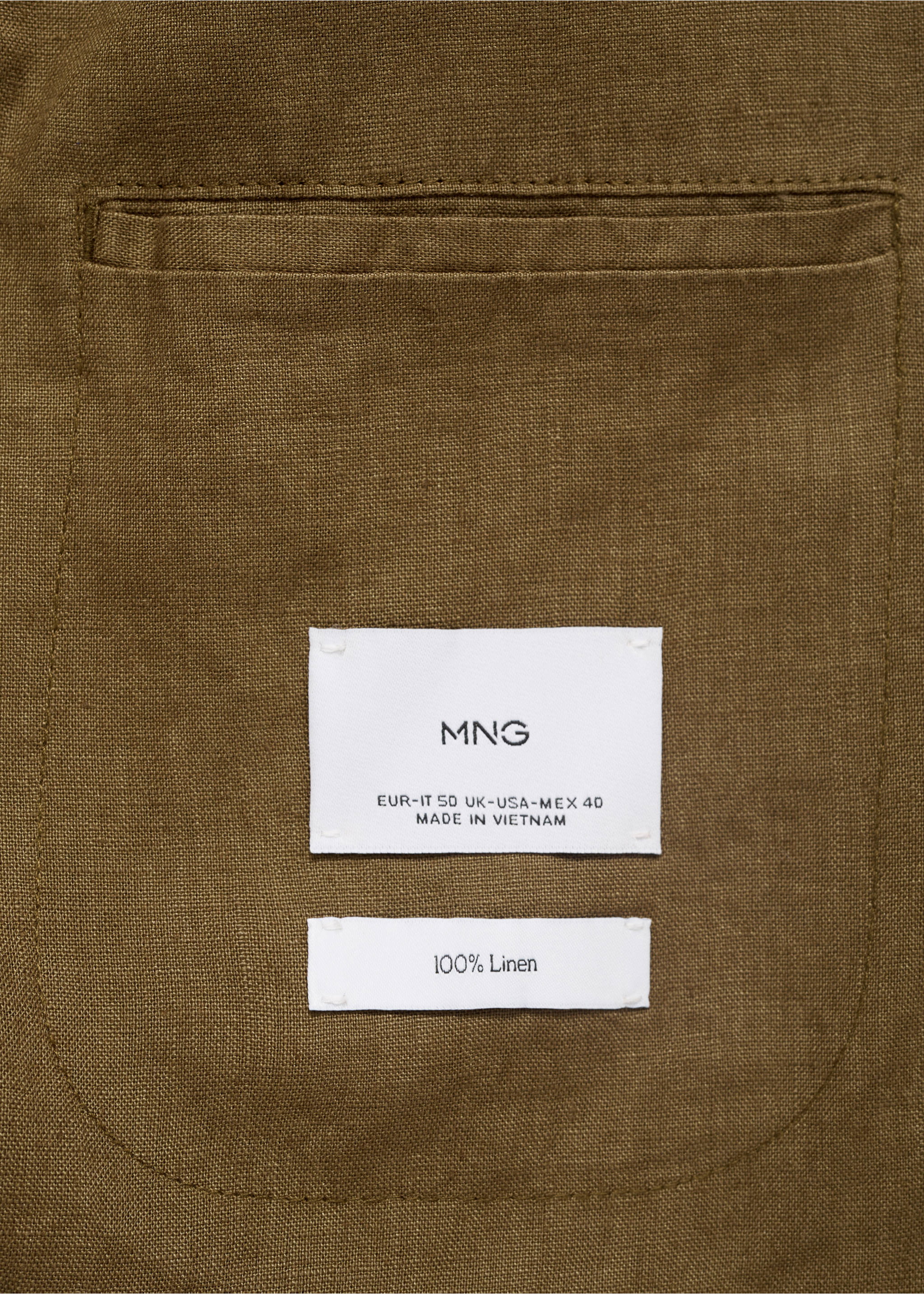 Salerno 100% linen slim fit suit blazer - Details of the article 0, Khaki. Ref: 17041193-00.