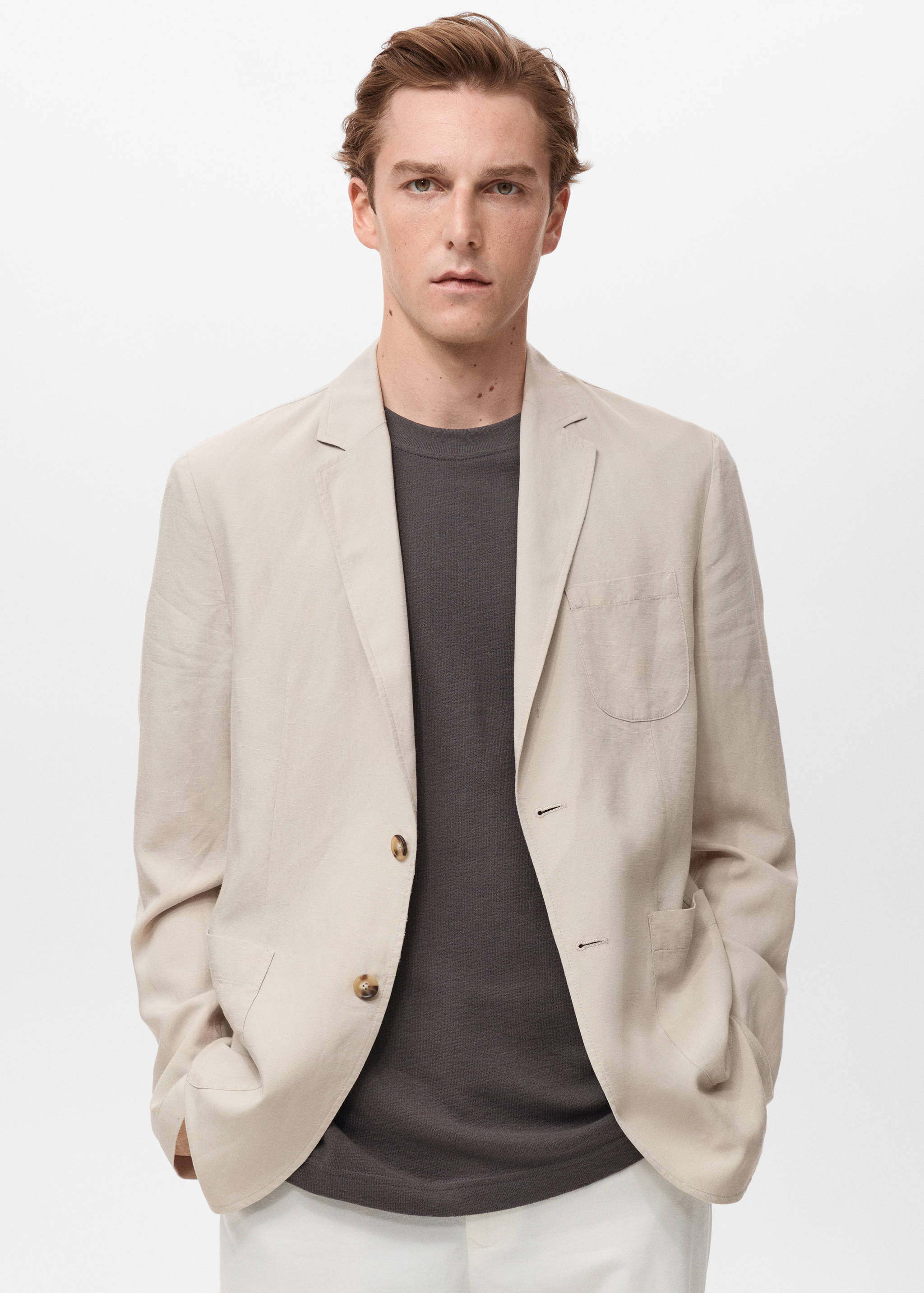 Veste de costume slim fit lin - Plan moyen