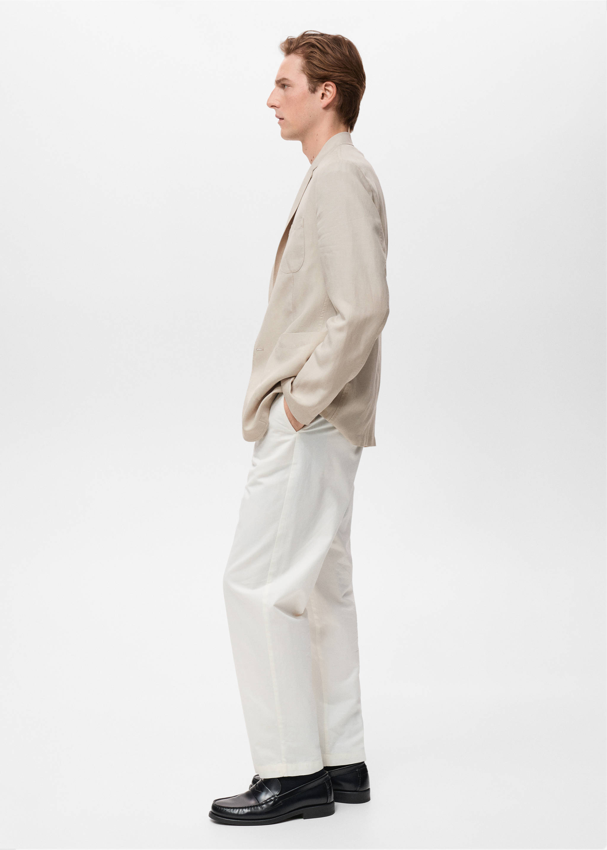 Veste de costume slim fit lin - Détail de l'article 2, Écru. Ref: 17041194-00.