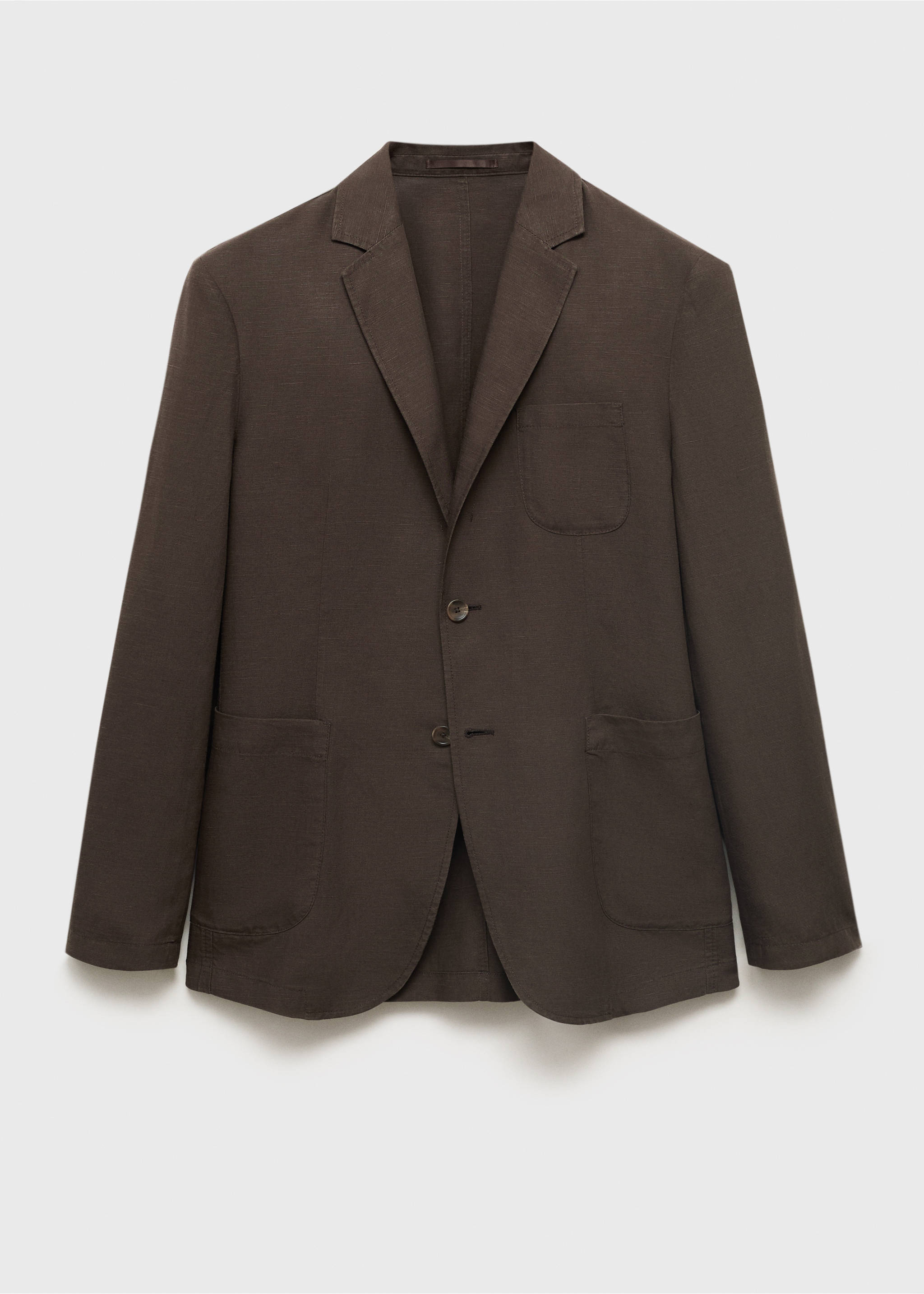 Slim fit linen suit blazer - Article without model, Chocolate. Ref: 17041194-00.