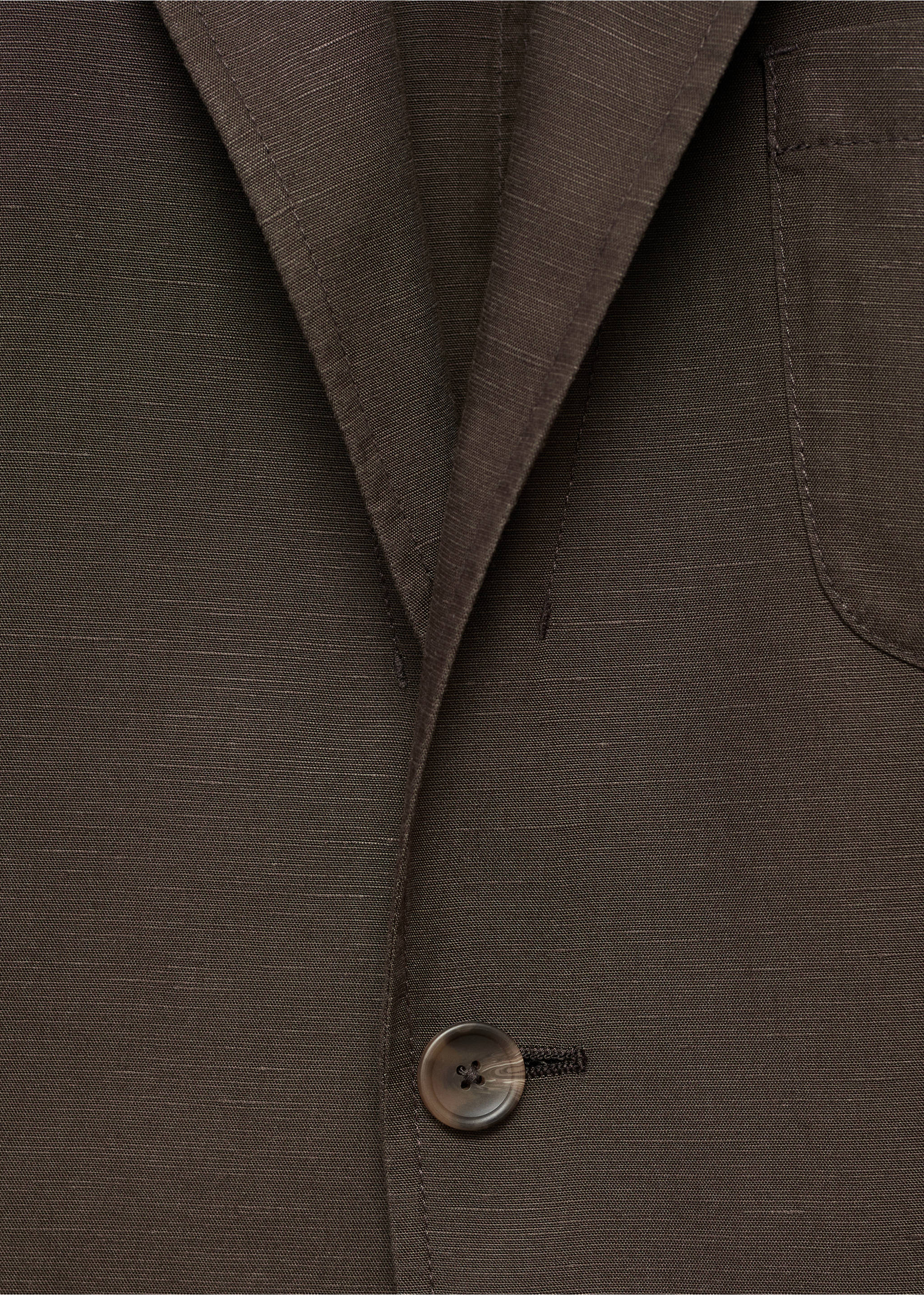 Slim fit linen suit blazer - Details of the article 8, Chocolate. Ref: 17041194-00.