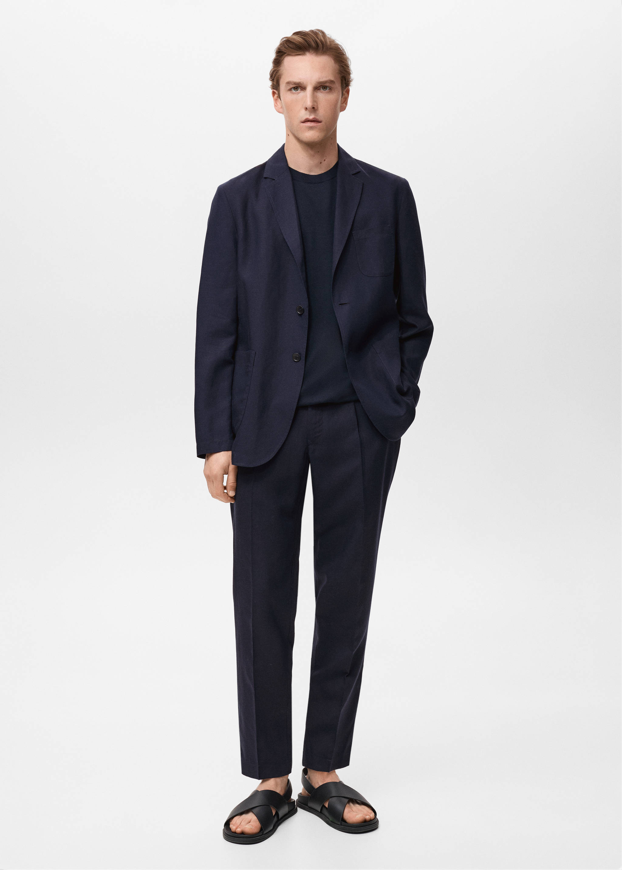 Veste de costume slim fit lin - Plan général