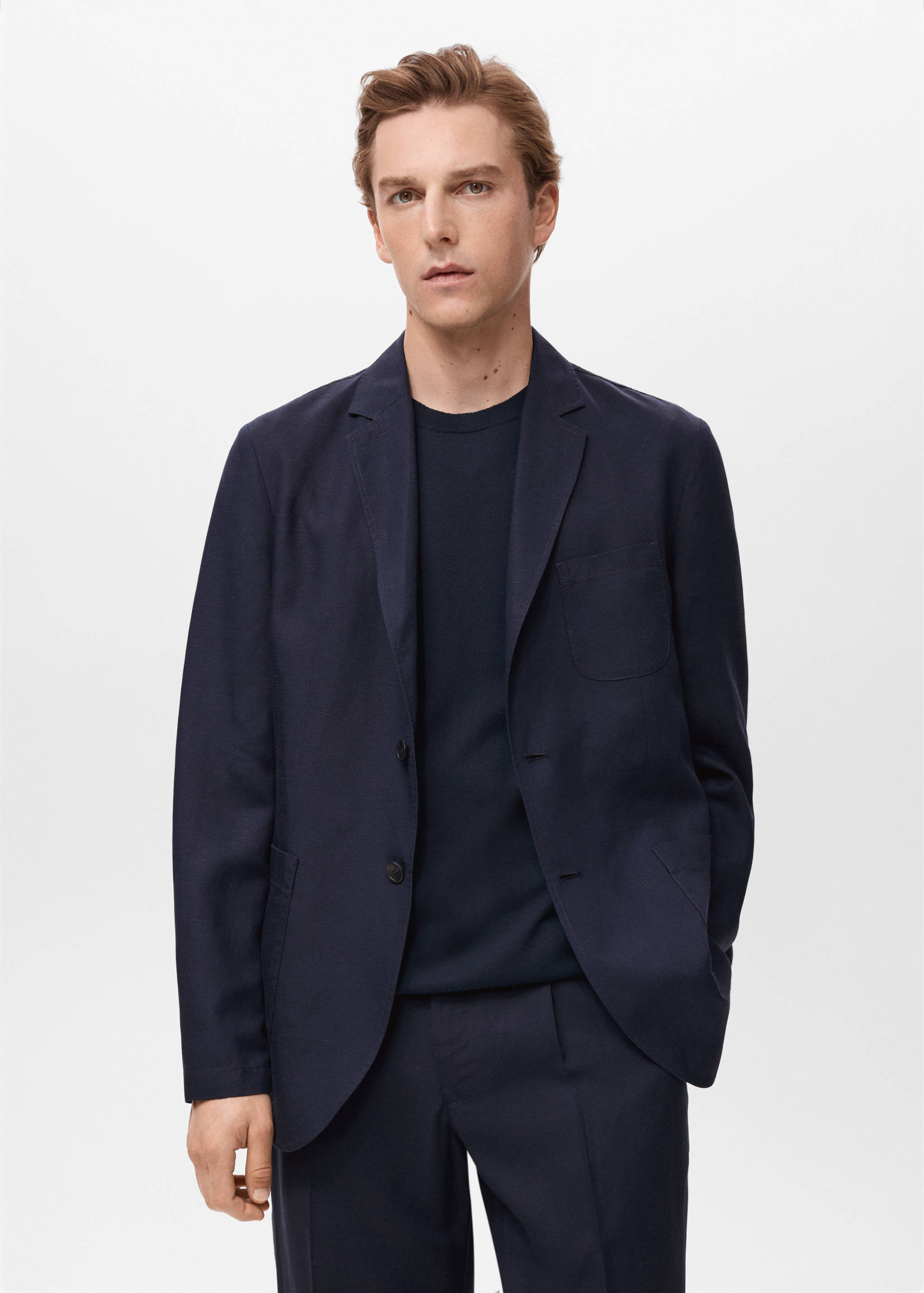Veste de costume slim fit lin - Plan moyen