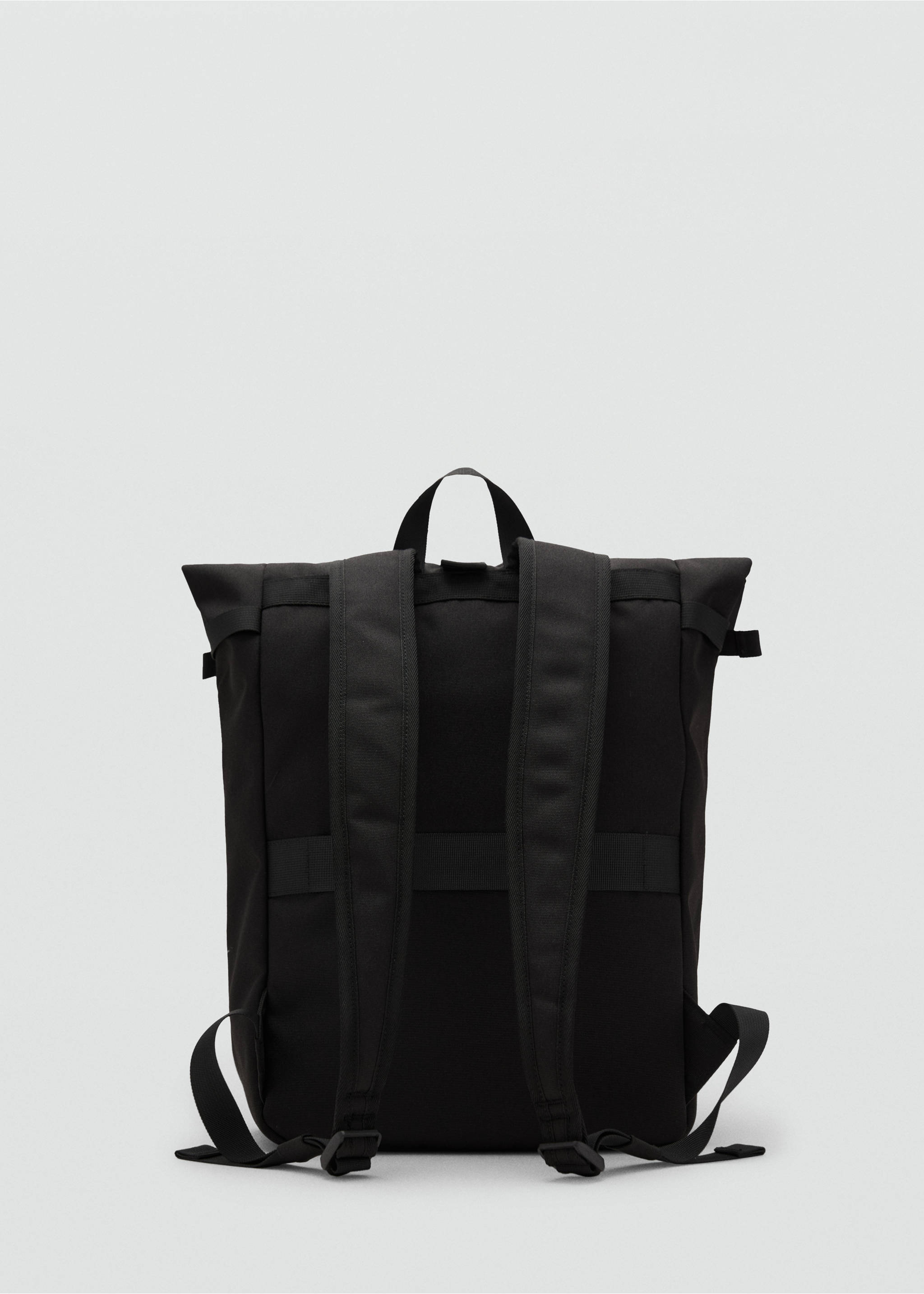 Backpack with flap pocket - Details of the article 1, Black. Ref: 17041202-00.