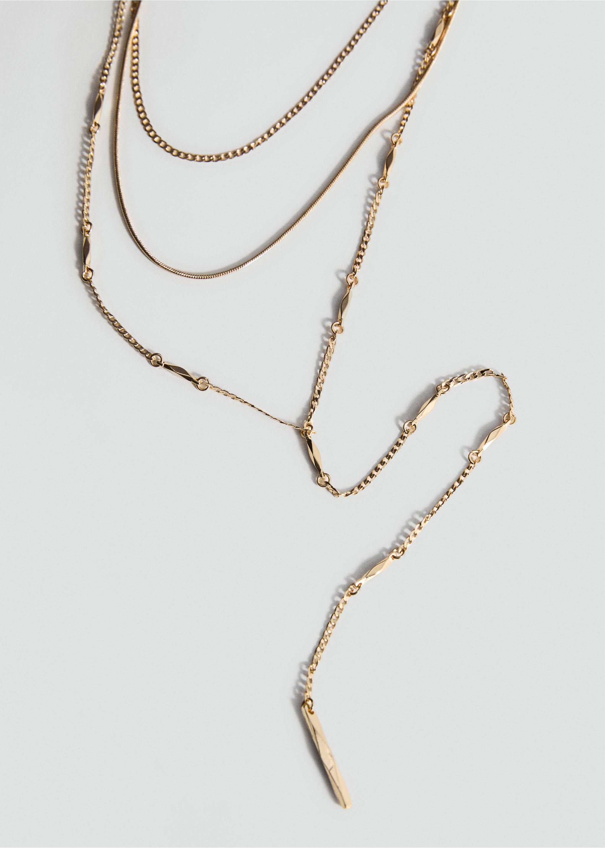 Long triple necklace - Medium plane, Gold. Ref: 17041204-00.