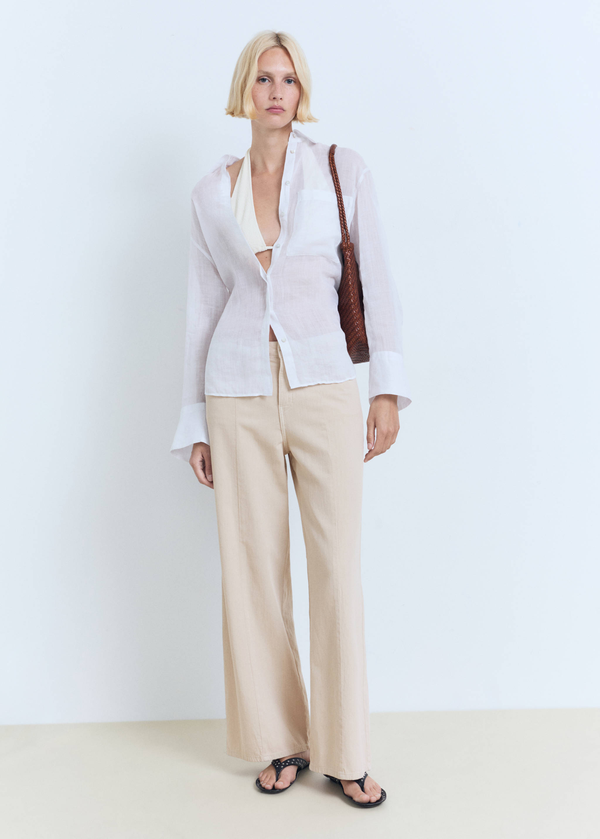 Straight-fit mid-rise denim trousers - General plane