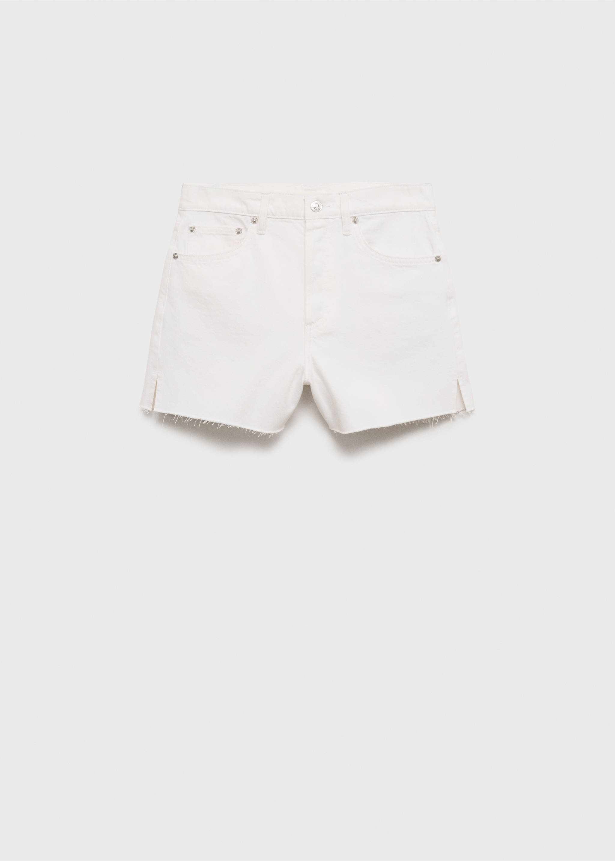 Short en jean bas effiloché - Article sans modèle, Blanc. Ref: 17041208-00.