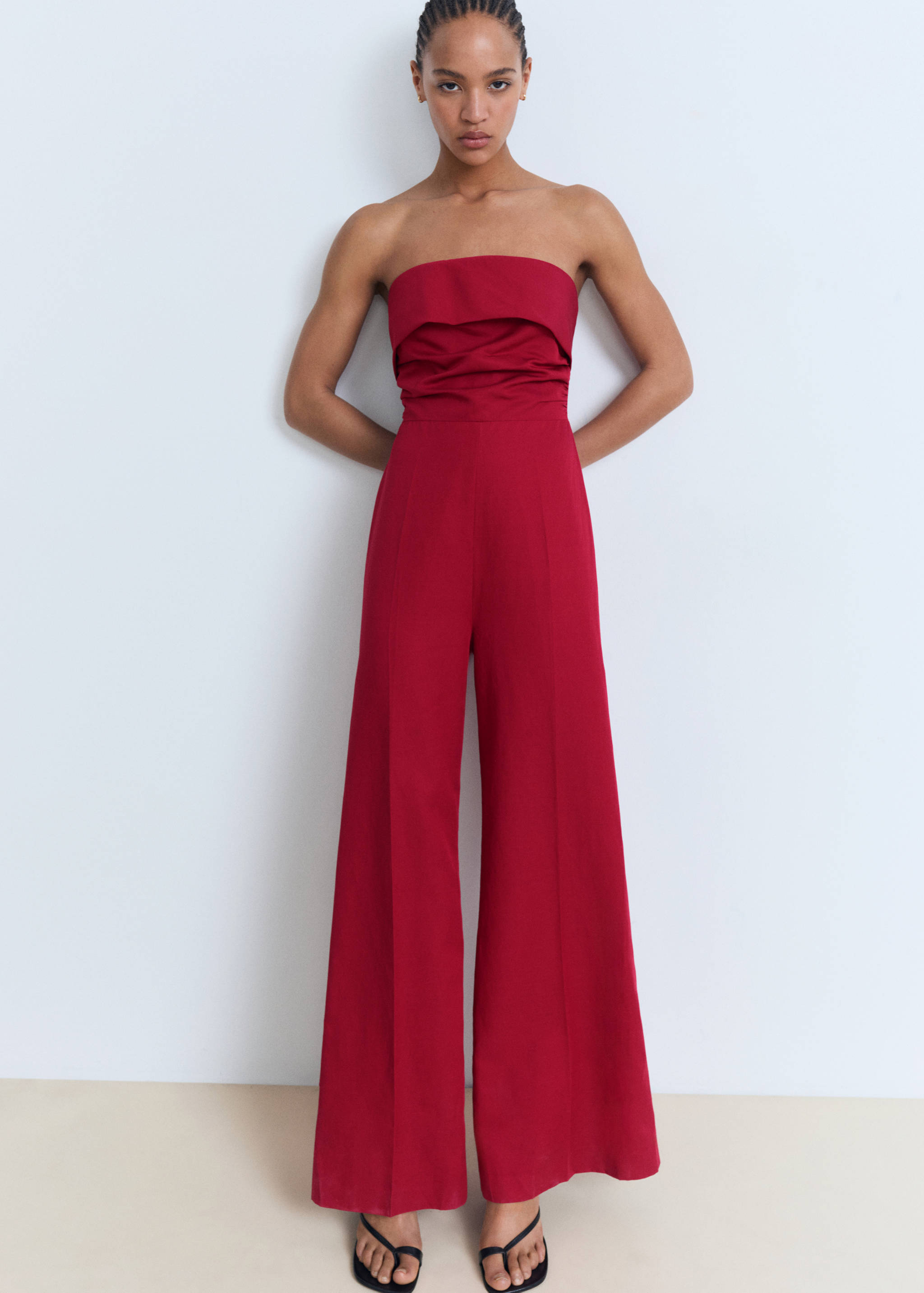 Linen-blend strapless jumpsuit - Details of the article 2