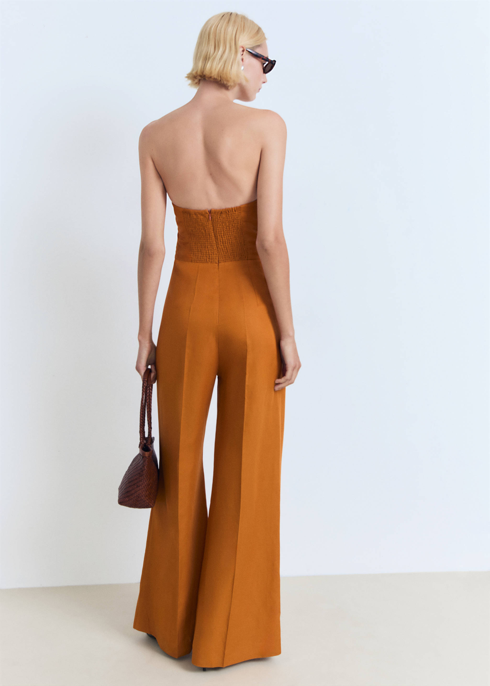 Linen-blend strapless jumpsuit - Reverse of the article