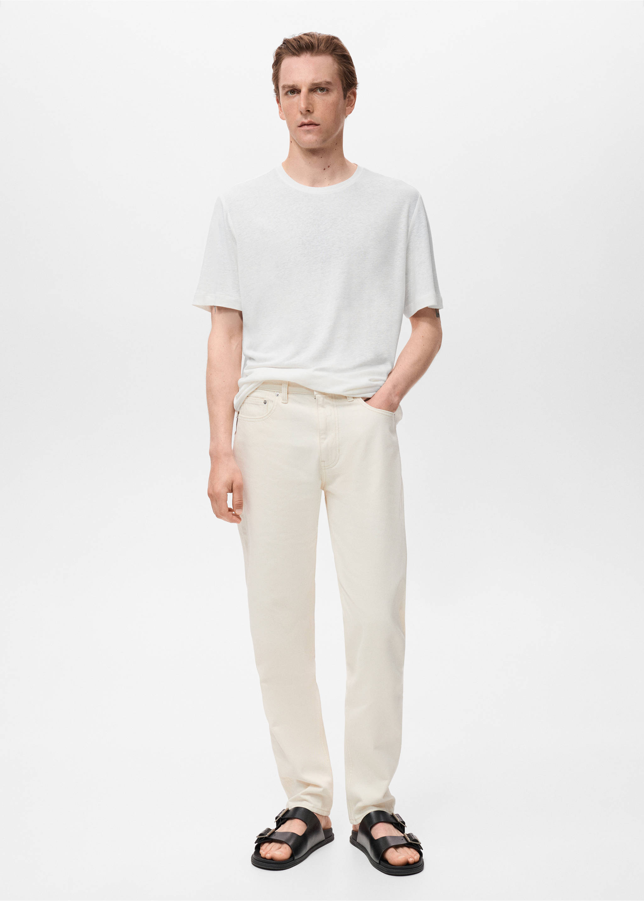 Linen slim-fit t-shirt - General plane, White. Ref: 17041211-00.