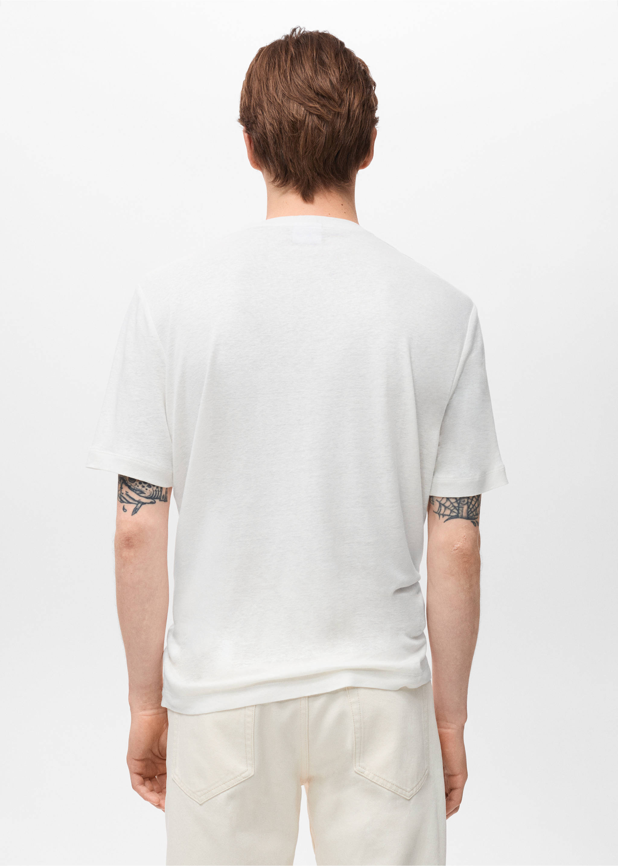 Linen slim-fit t-shirt - Reverse of the article, White. Ref: 17041211-00.