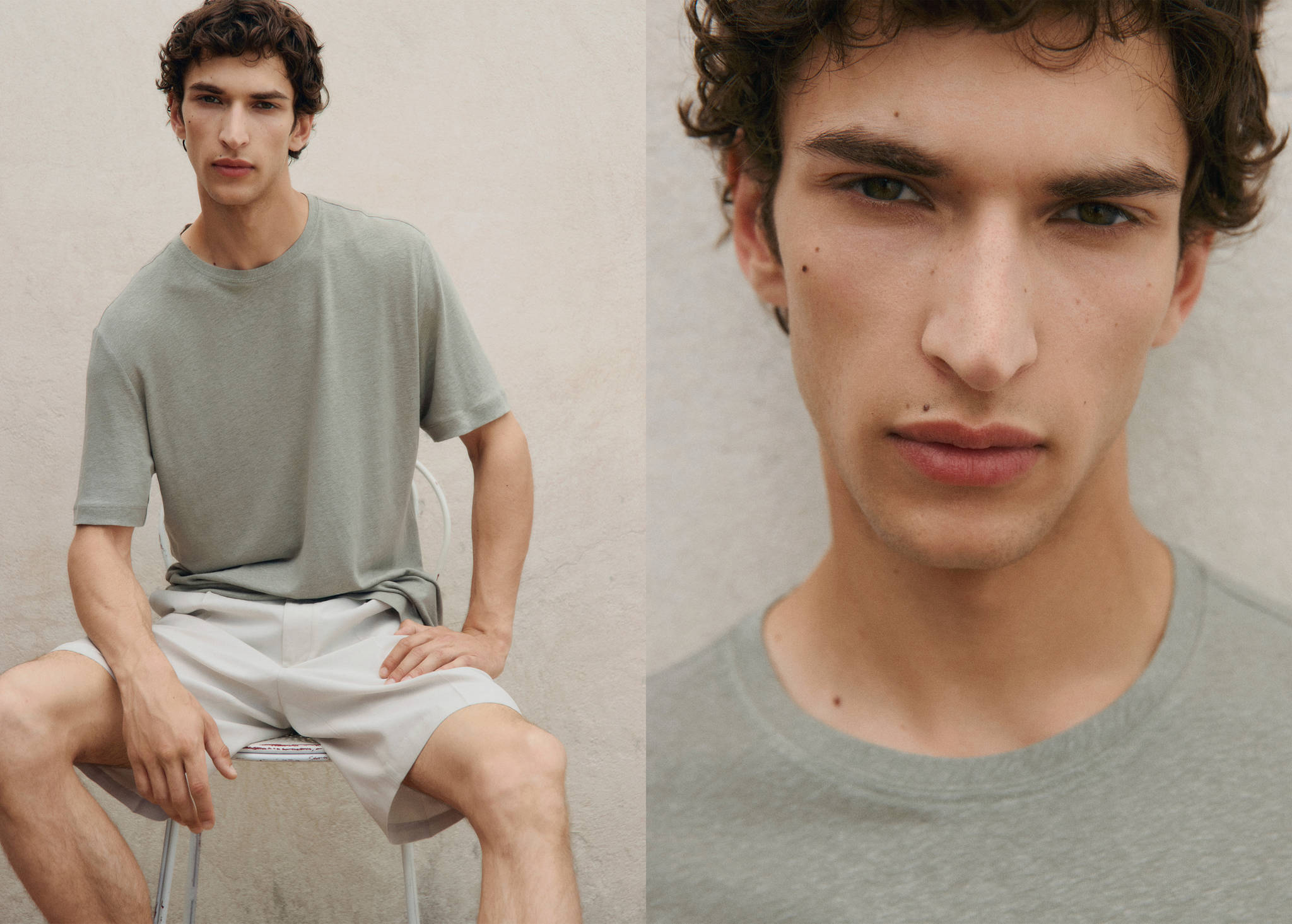 Linen slim-fit t-shirt - Panoramic plane