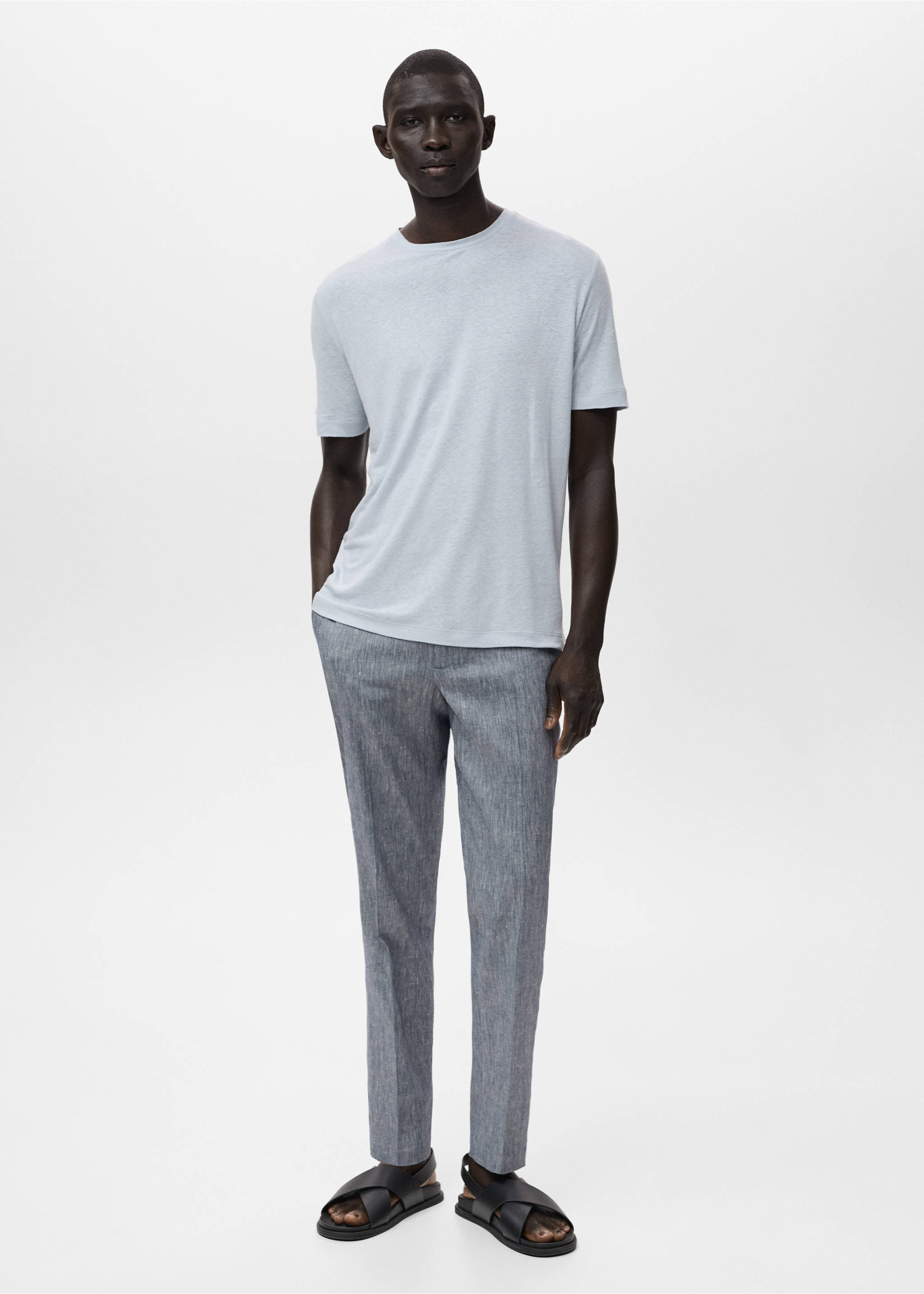Linen slim-fit t-shirt - General plane, Aqua Green. Ref: 17041211-00.