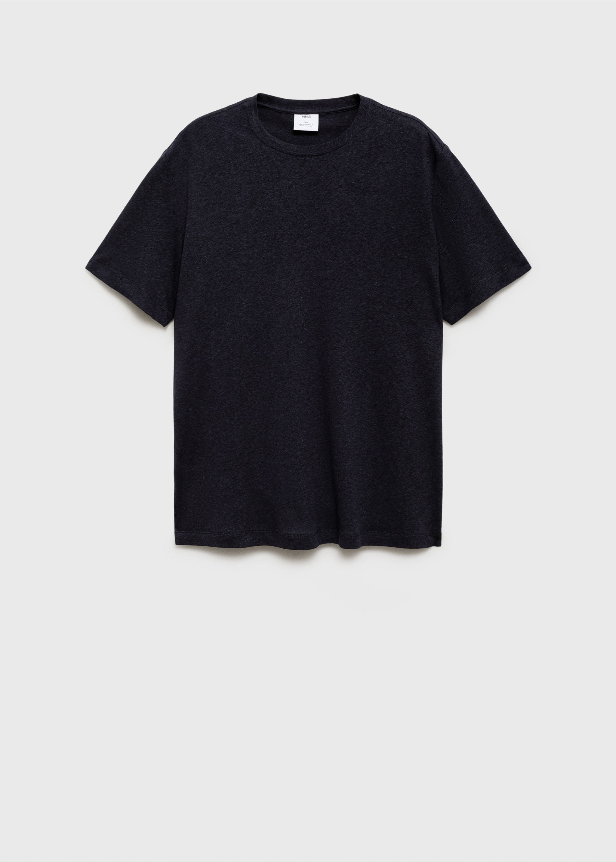 Slim-Fit-T-Shirt aus Leinen - Artikel ohne Model, Marineblau. Ref: 17041211-00.