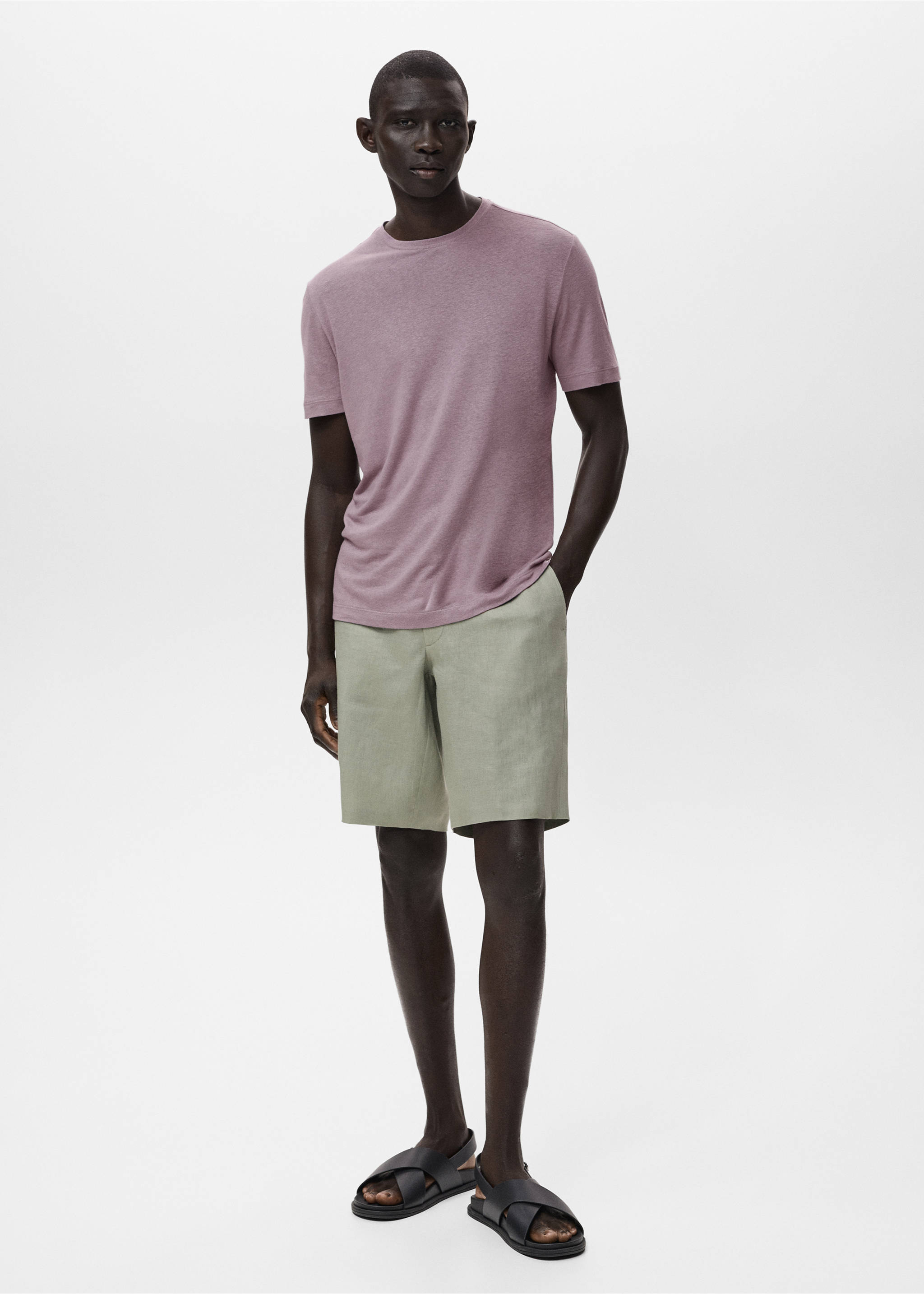 Linen slim-fit t-shirt - General plane, Lilac. Ref: 17041211-00.