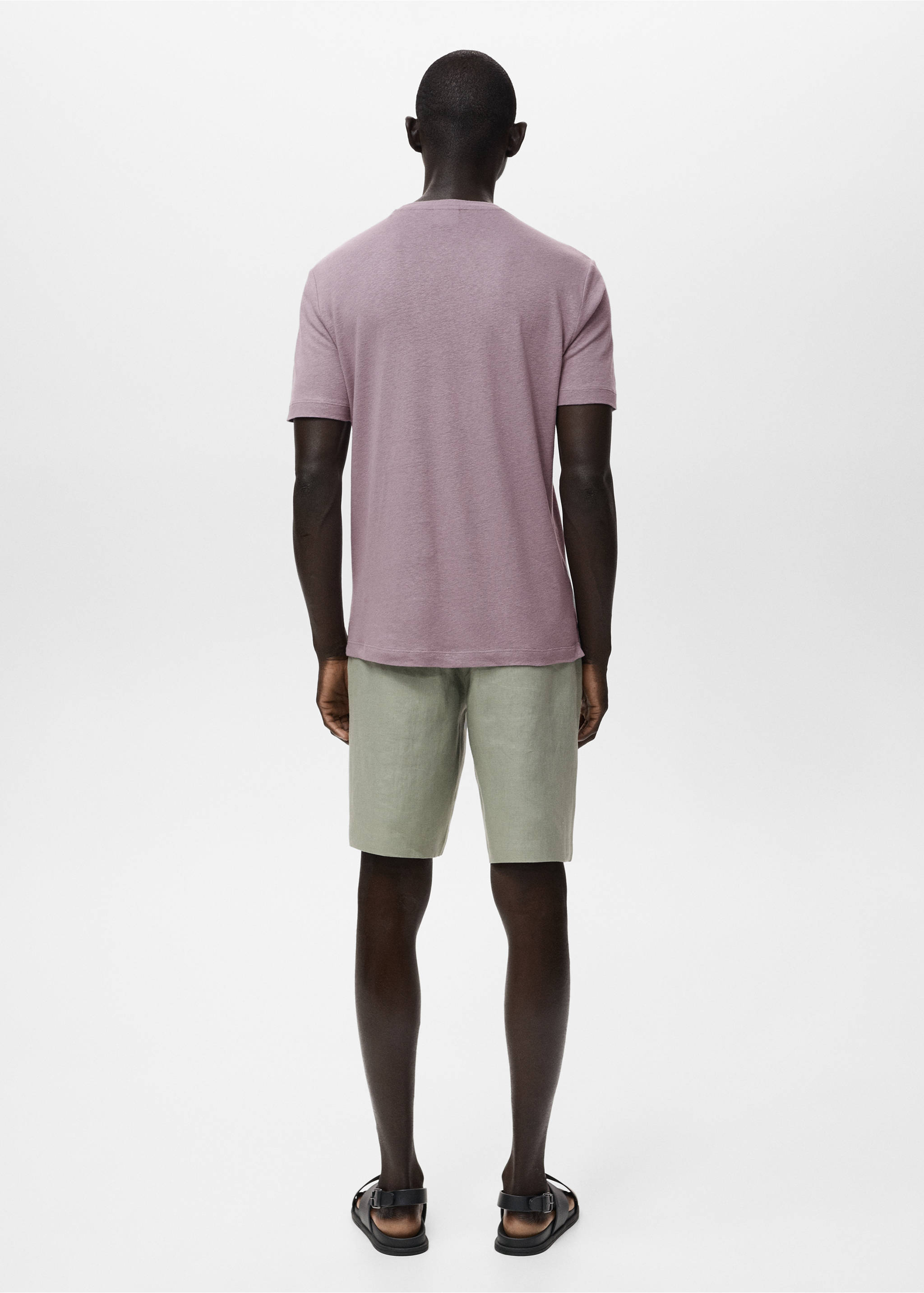 Linen slim-fit t-shirt - Reverse of the article, Lilac. Ref: 17041211-00.