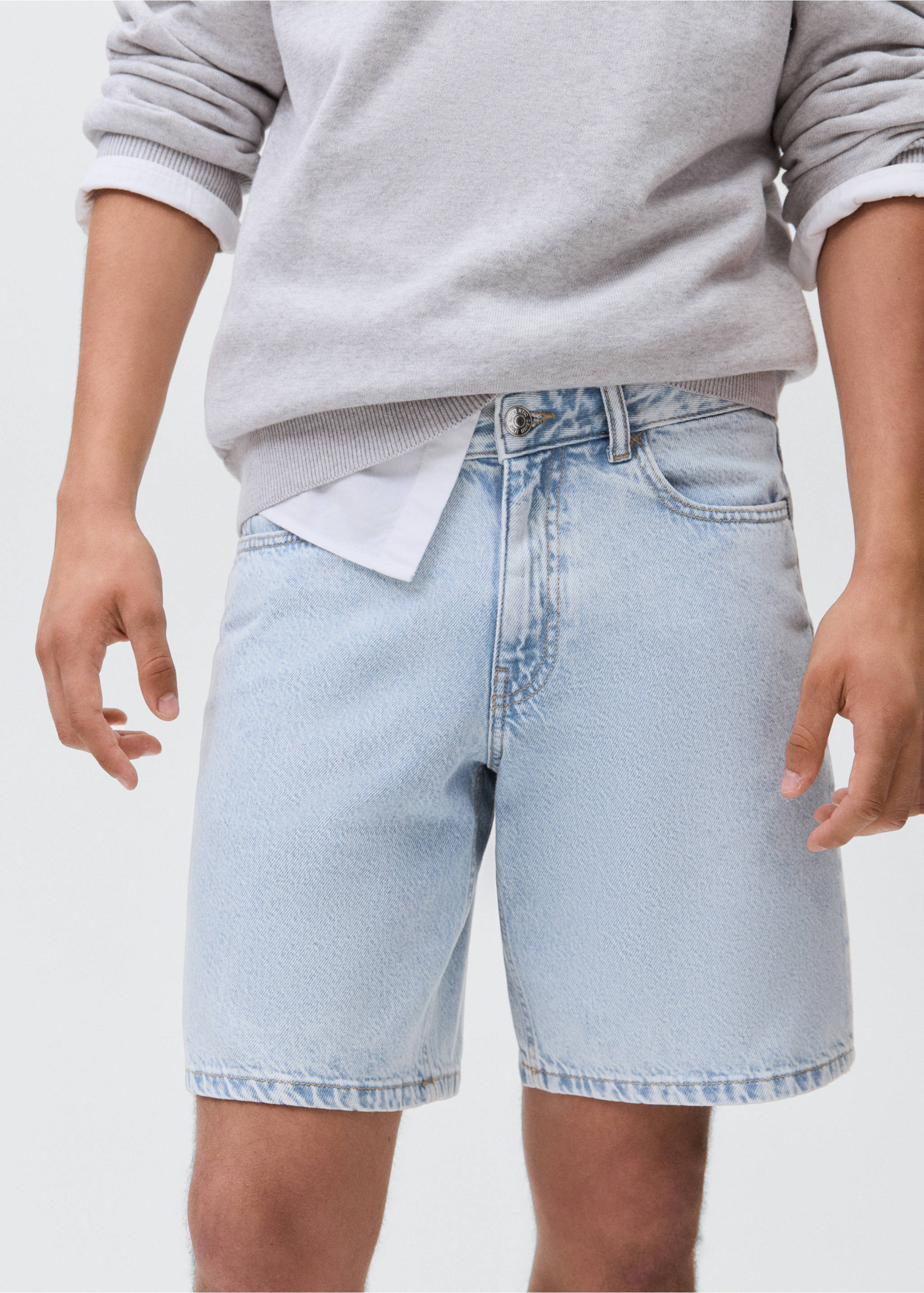 Cotton denim shorts - Details of the article 6, Light Blue. Ref: 17041212-00.