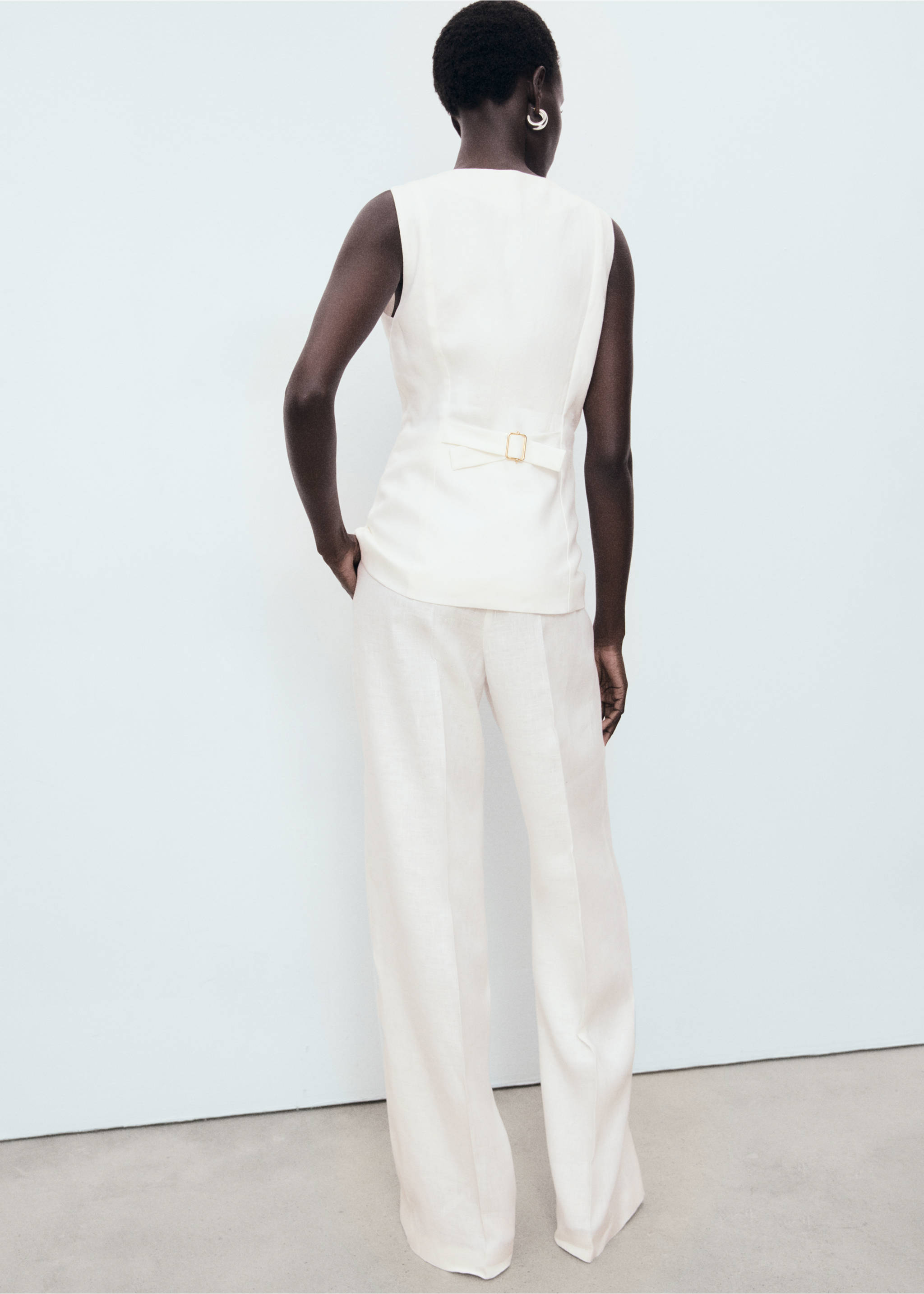 Suit-style linen jumpsuit - Reverse of the article, Off White. Ref: 17041217-00.