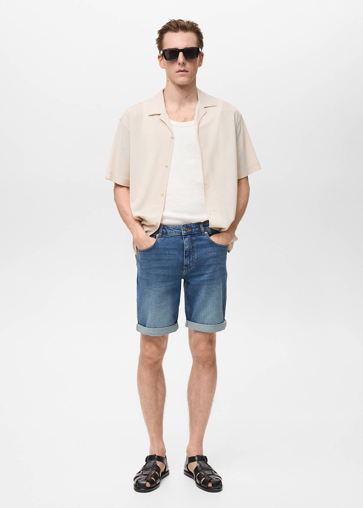 Slim-fit denim bermuda shorts