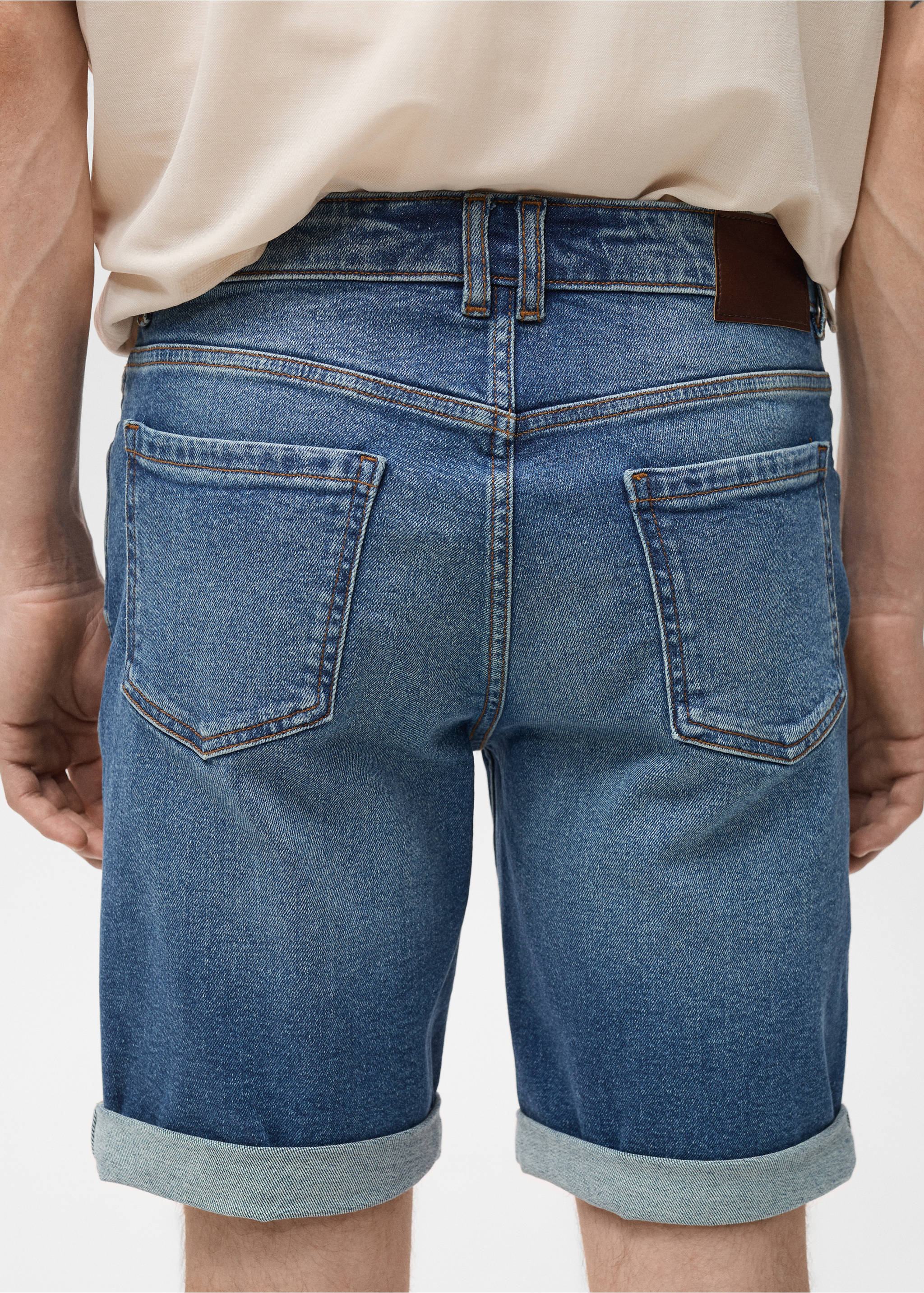 Bermuda en jean slim fit - Détail de l'article 6, Bleu foncé. Ref: 17041222-00.