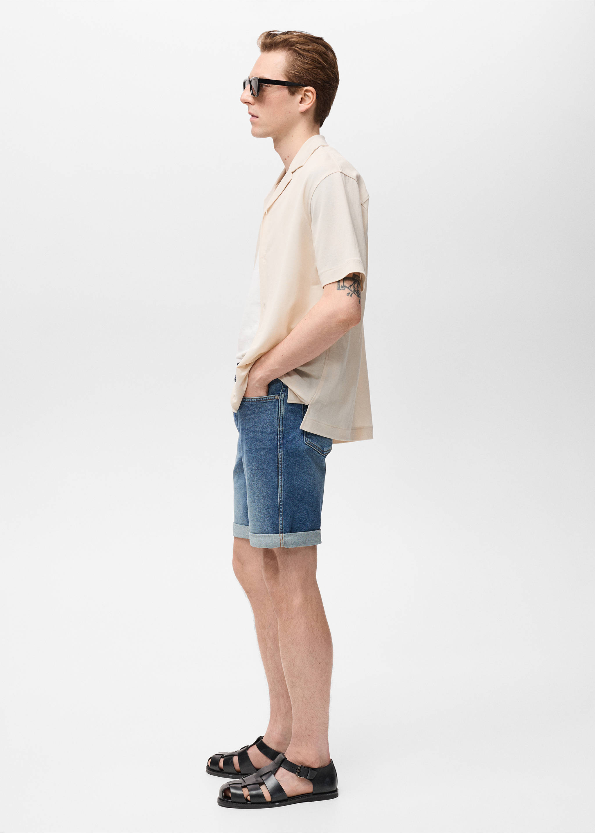 Bermuda en jean slim fit - Détail de l'article 2, Bleu foncé. Ref: 17041222-00.