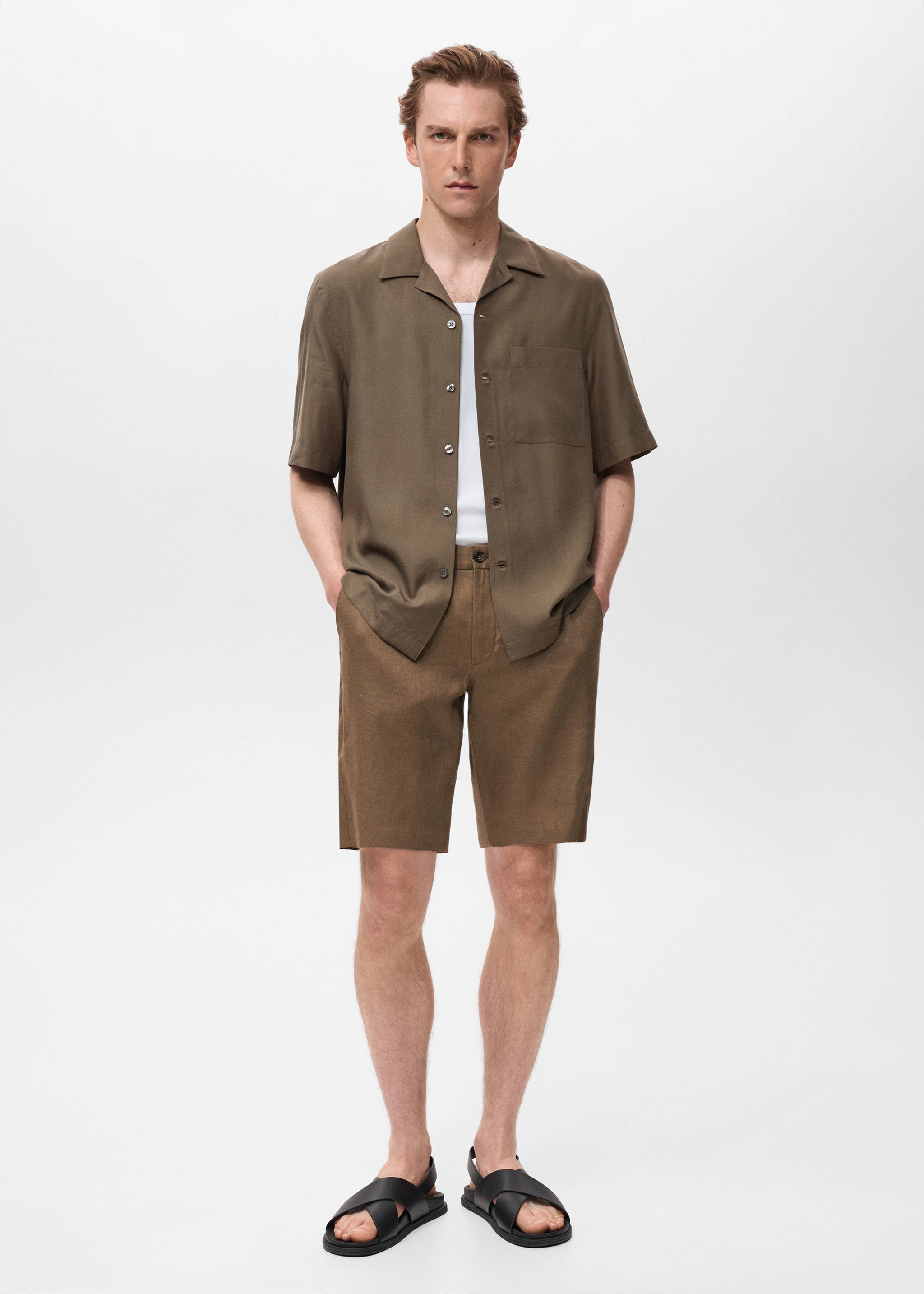 Chemise regular-fit Lyocell - Plan général, Marron. Ref: 17041229-00.