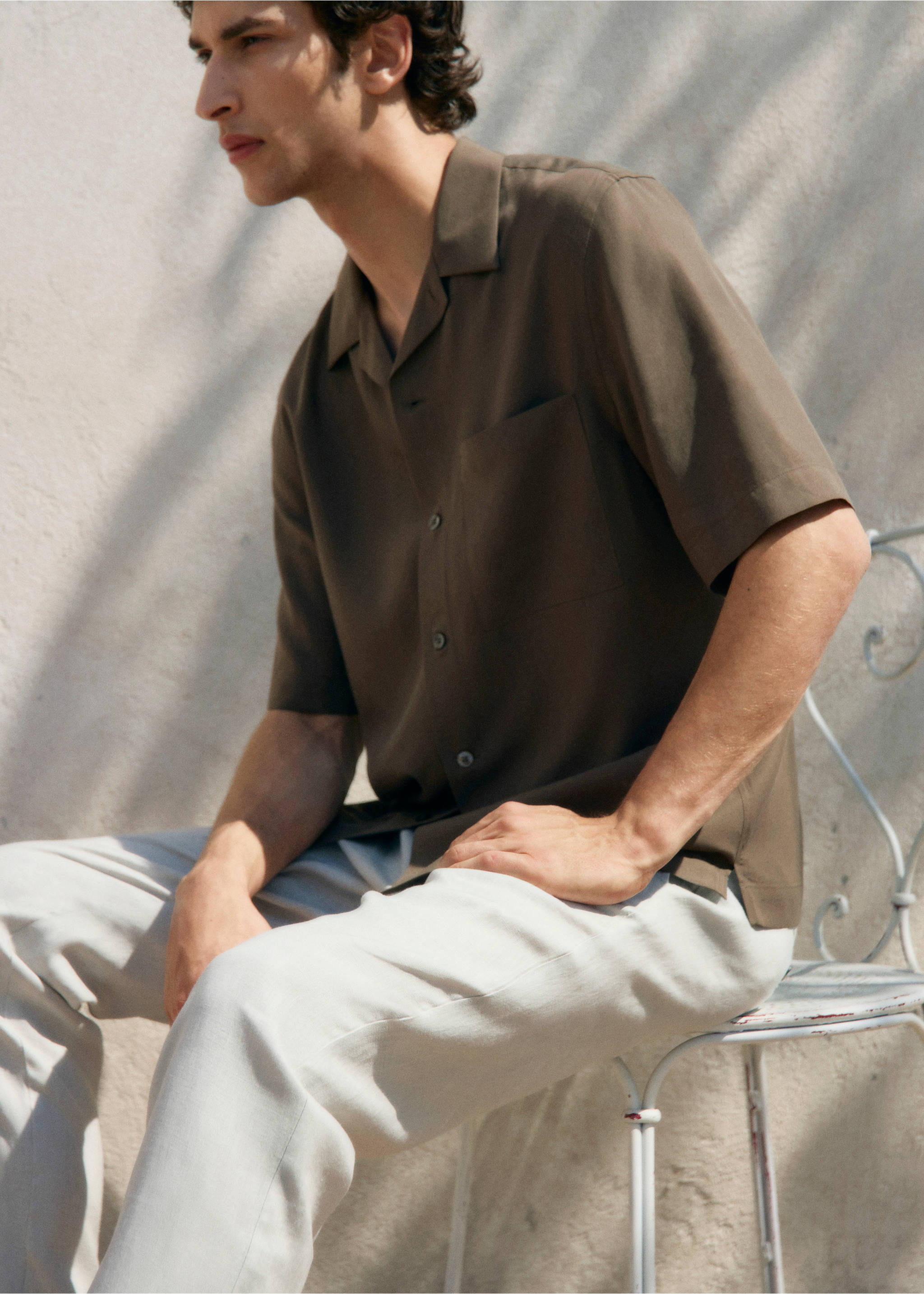 Chemise regular-fit Lyocell - Détail de l'article 3, Marron. Ref: 17041229-00.