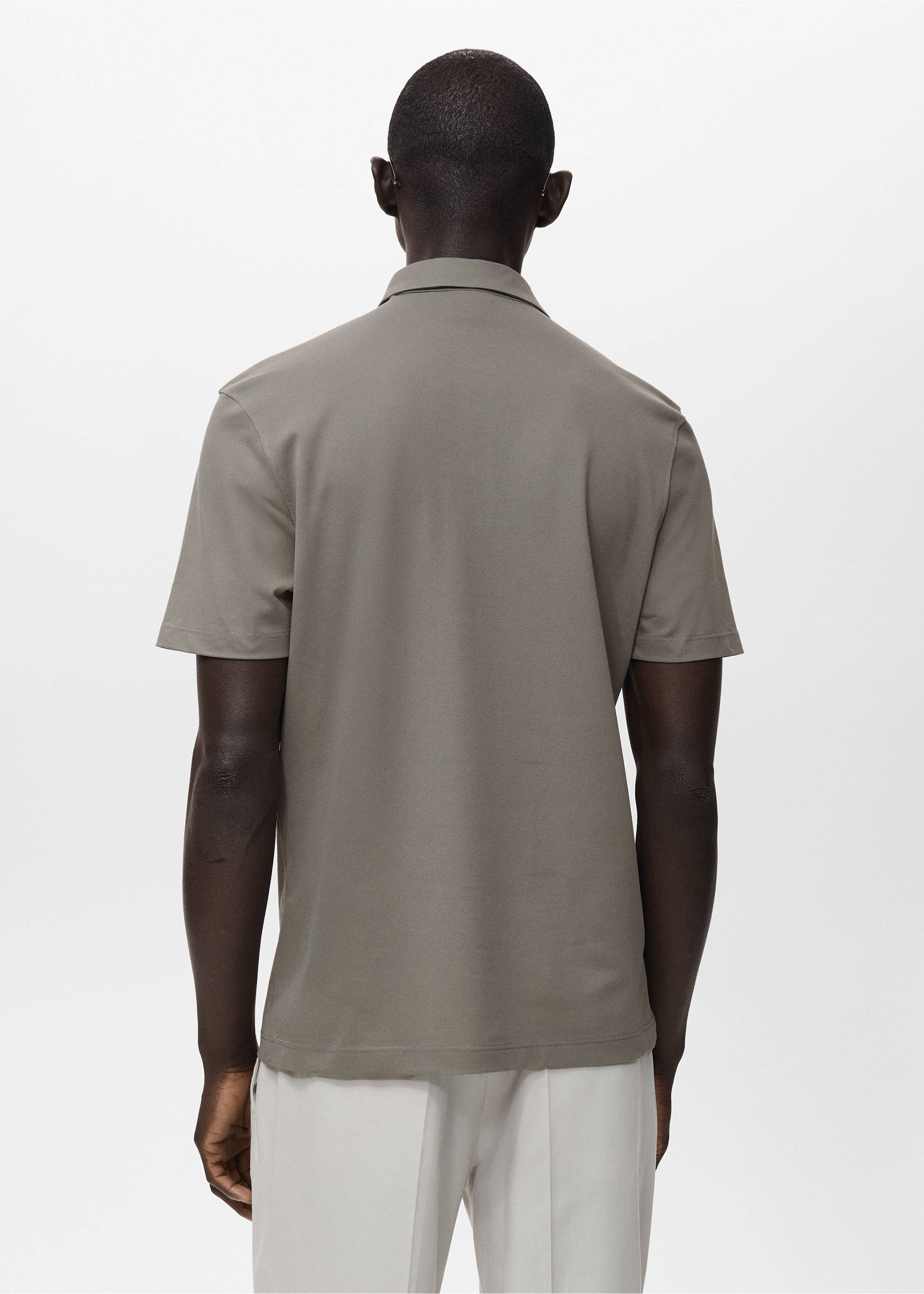 Cotton piqué polo shirt - Reverse of the article, Dark Green. Ref: 17041230-00.