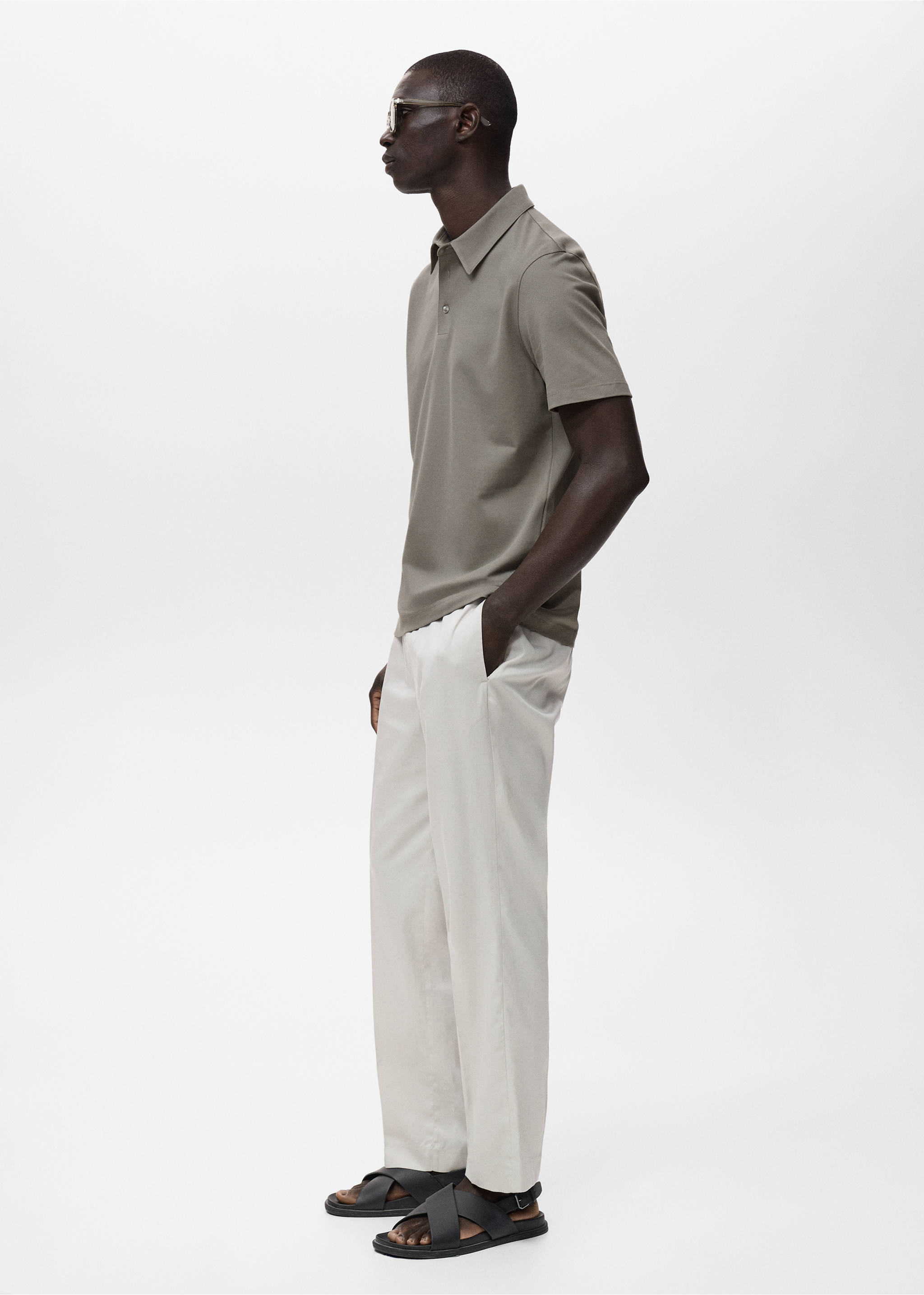 Cotton piqué polo shirt - Details of the article 2, Dark Green. Ref: 17041230-00.