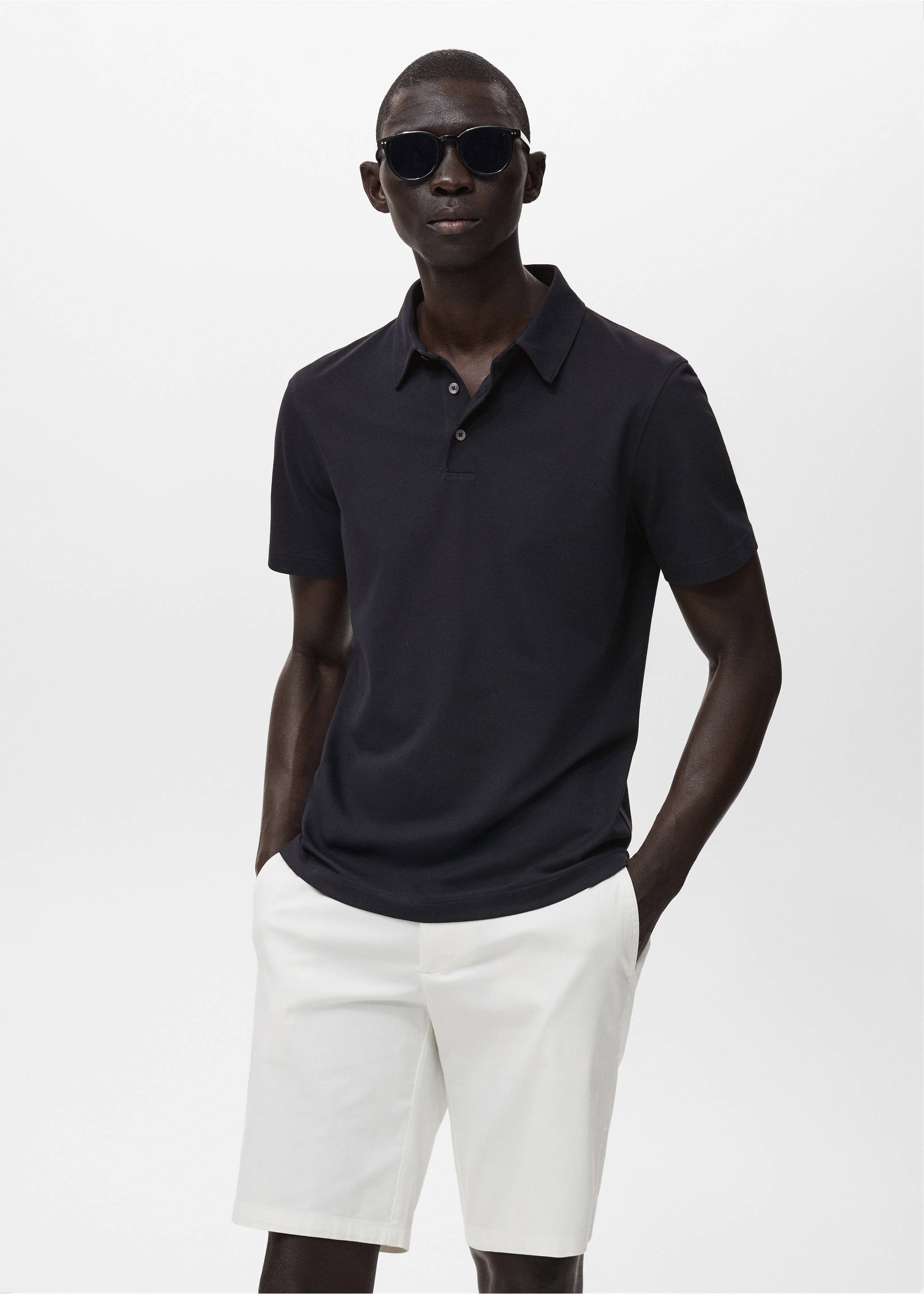 Cotton piqué polo shirt - Medium plane, Night Blue. Ref: 17041230-00.