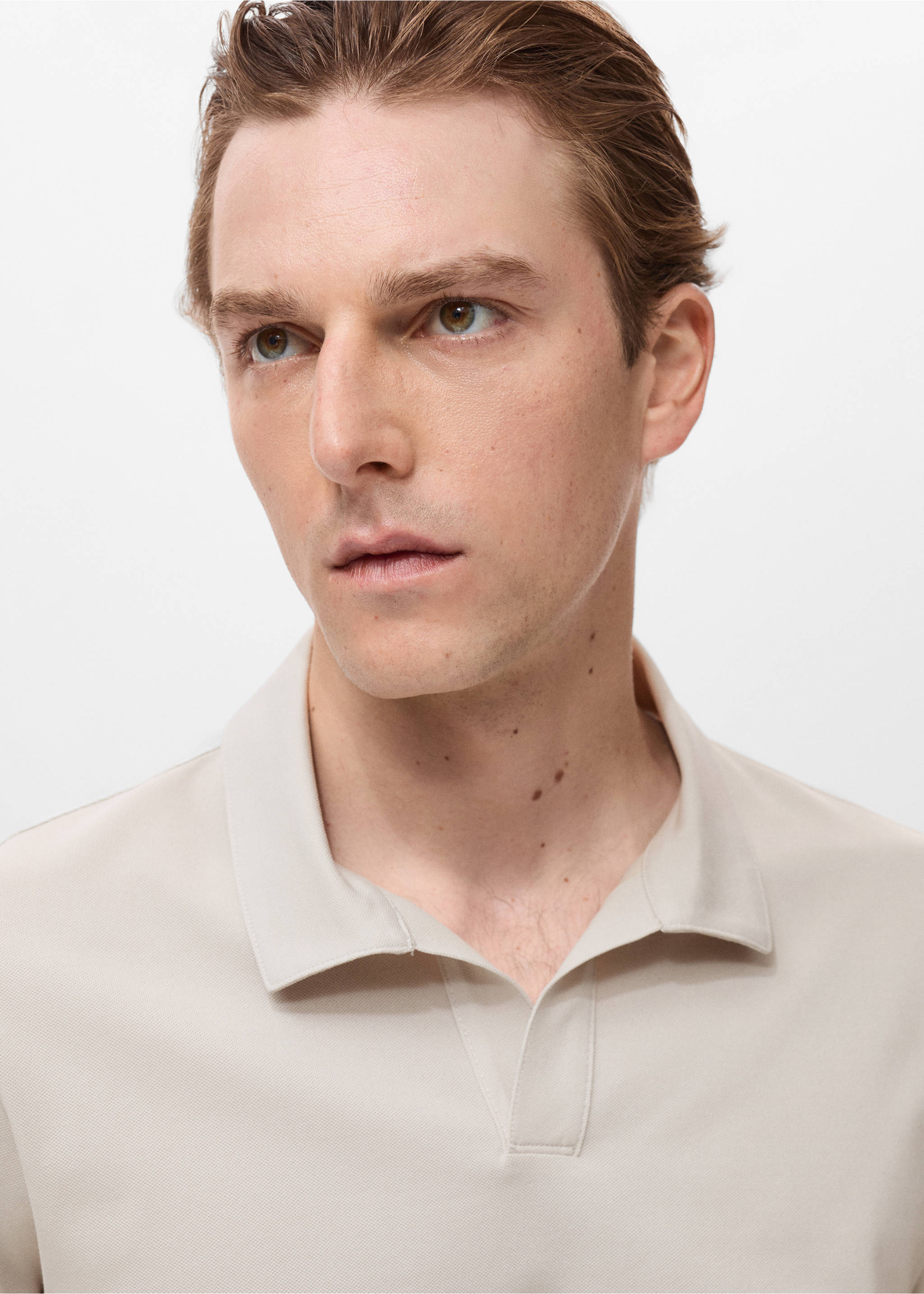 Cotton piqué polo shirt - Details of the article 1, Ivory White. Ref: 17041231-00.