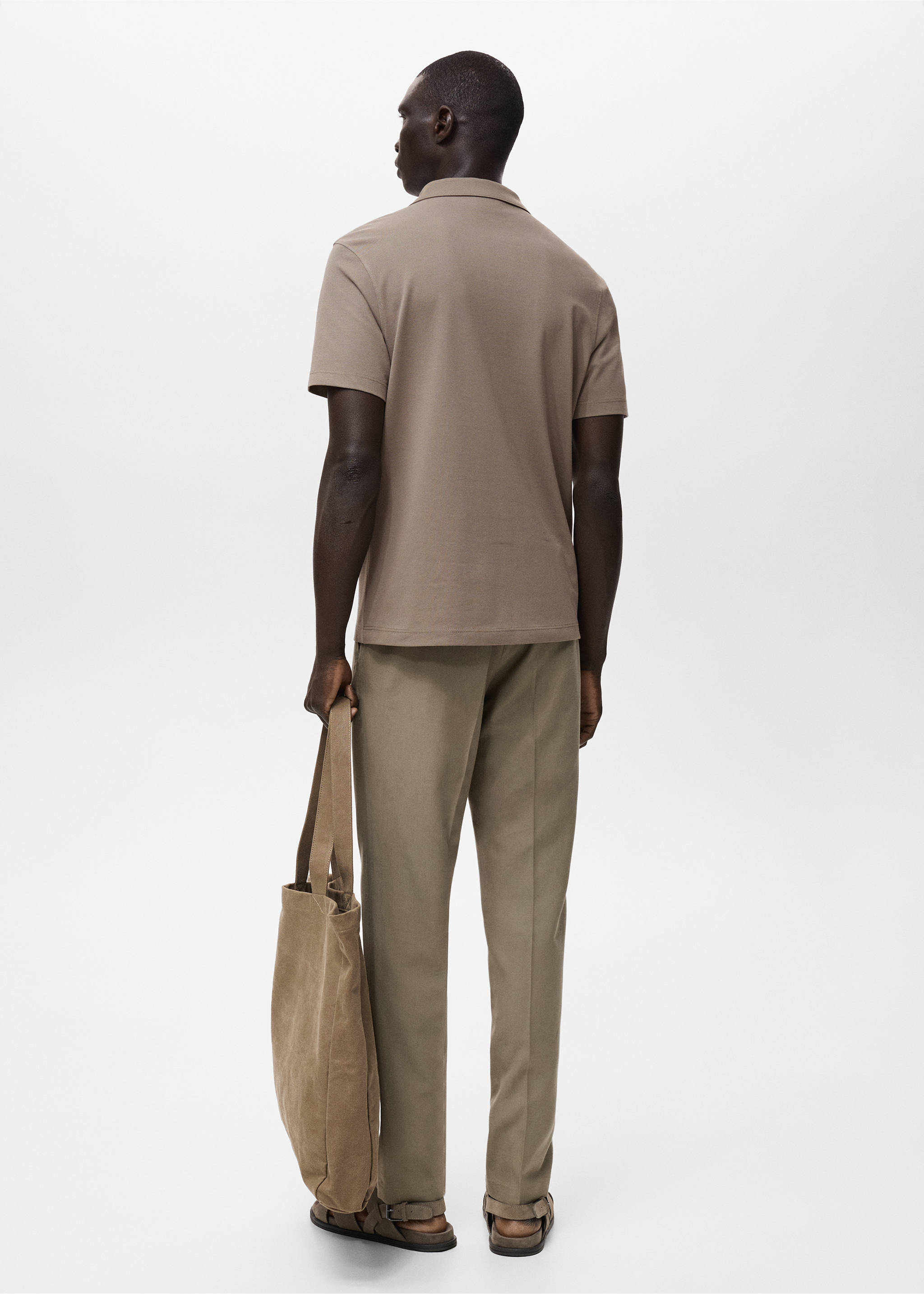 Cotton piqué polo shirt - Reverse of the article, Brown. Ref: 17041231-00.